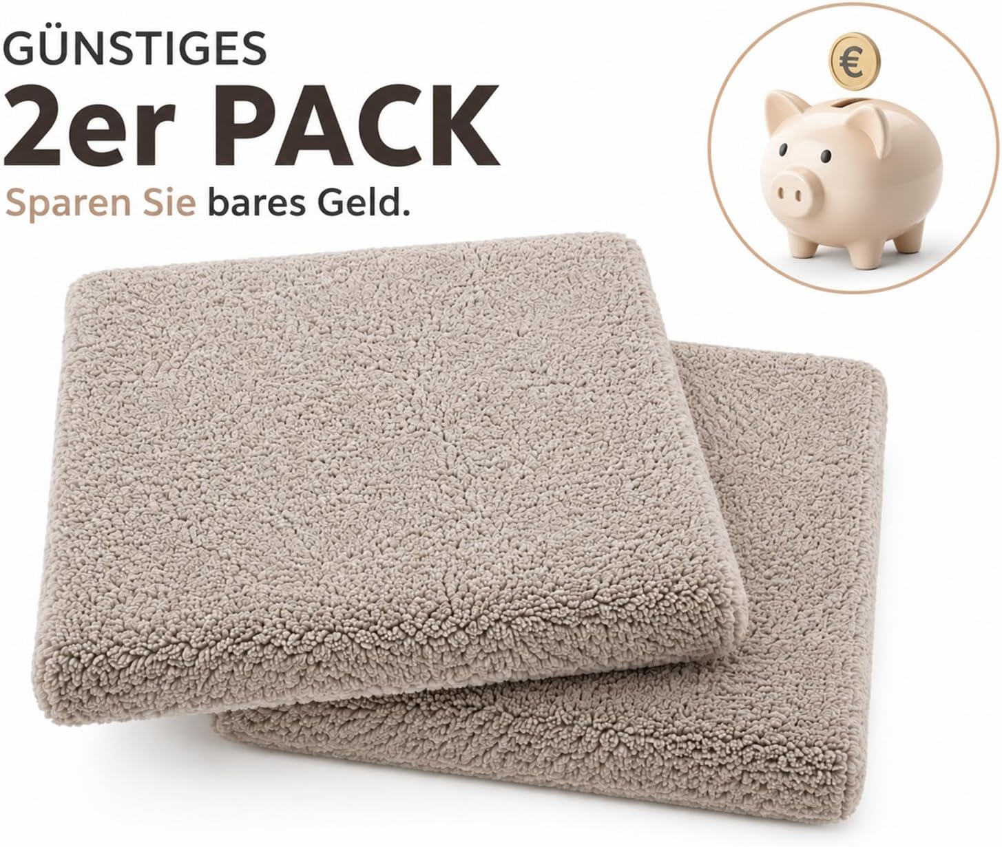 KAMACA 2er Set Sherpa Sitzkissen 39x39x4 cm Taupe – Weiche Stuhlkissen mit Schaumstofffüllung, Flauschige Sitzauflage, Komfort Sitzpolster für Küche, Esszimmer & Büro – Bild 5