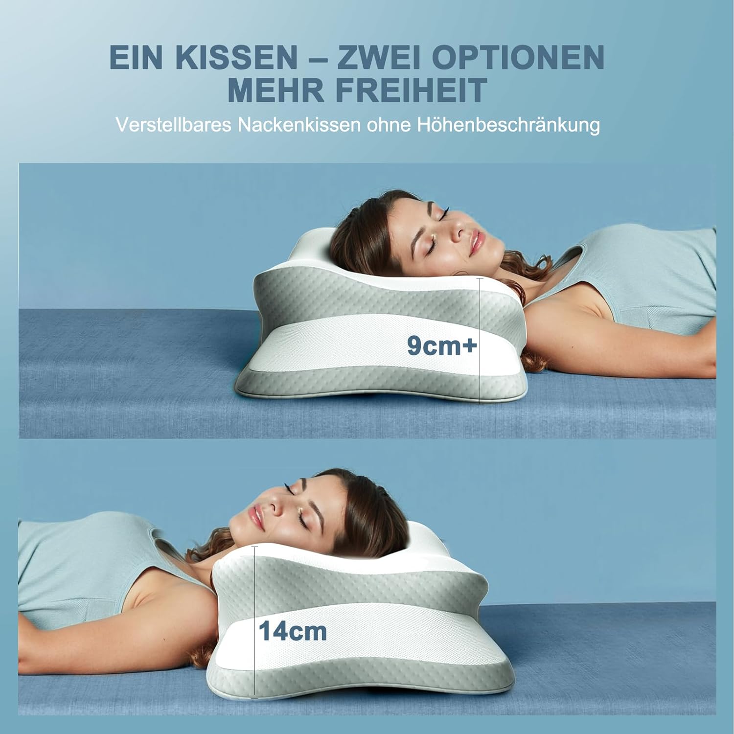 Nackenkissen, Memory-Schaum-Kissen, Nackenstützkissen, ergonomisches Kissen, Kopfkissen für Seiten-, Rücken- und Bauchschläfer (1 Stück) – Bild 5