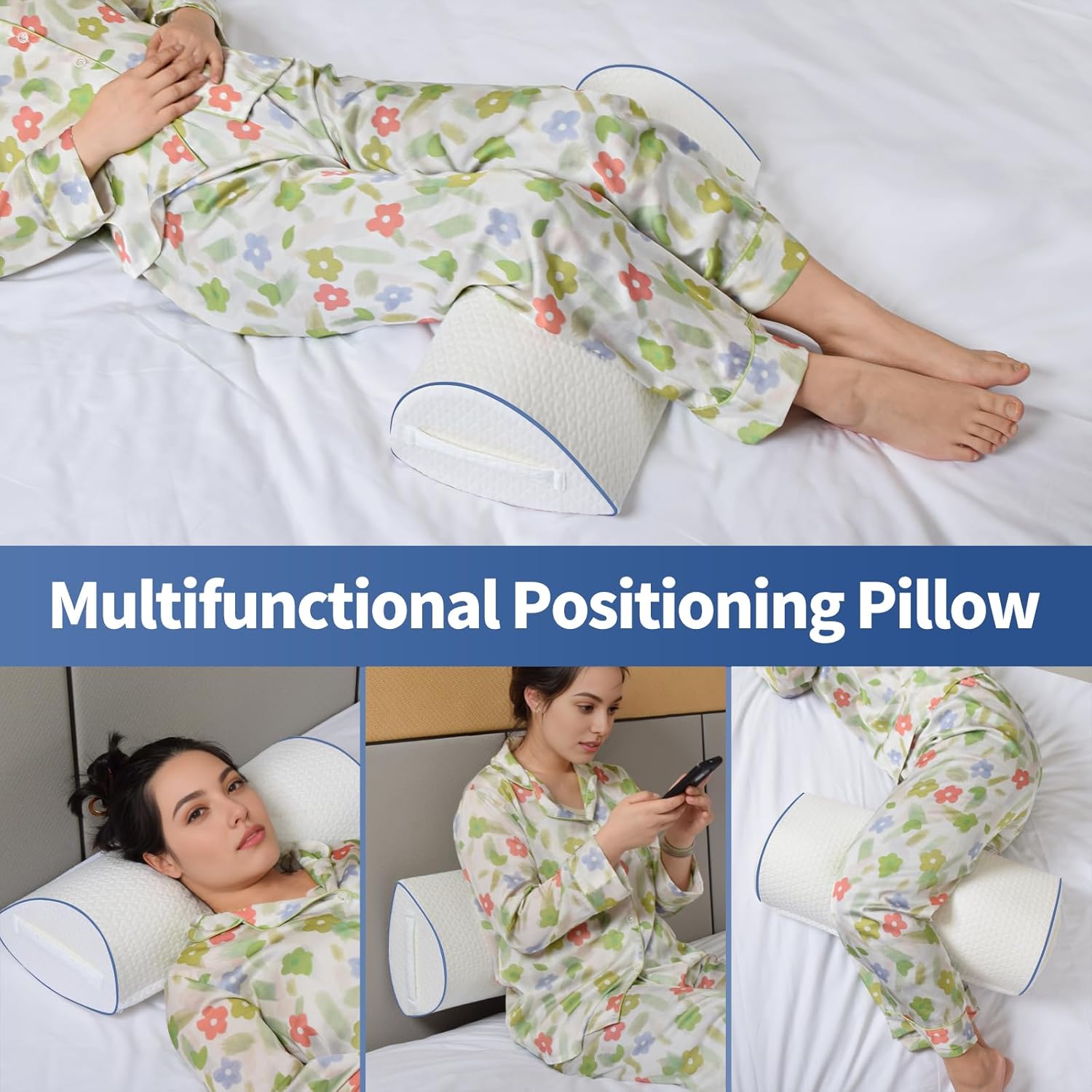 pozico Kniekissen für Seitenschläfer – Ergonomisches Beinkissen mit Memory-Schaum – Lagerungskissen für Knie, Beine und Rücken – Nackenrolle mit Tragelasche und waschbarem Bezug – Bild 3