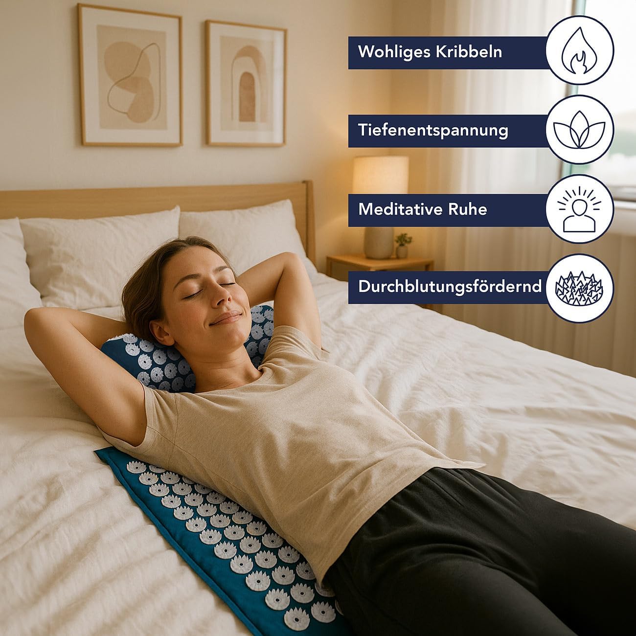 newgenmedicals Entspannungsmatten-Rücken: Entspannungsmatten- und Kissen-Set, 230 Druckfelder, 100 % Baumwolle (Akupunktur-Sitzpolster, mit Druckpunkten) – Bild 3