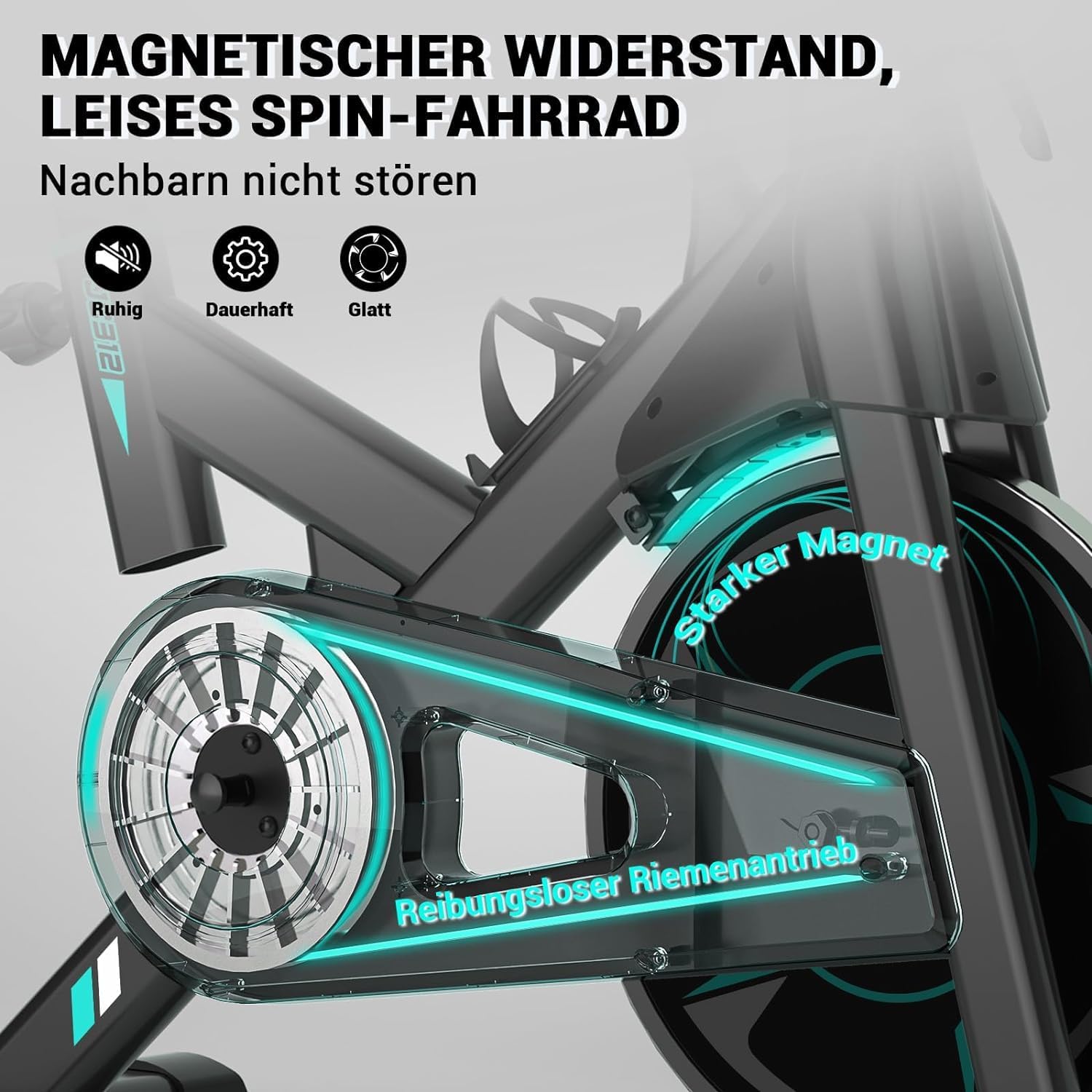 Wenoker Heimtrainer, stationäres Fahrrad mit magnetischem Widerstand für zu Hause, Indoor-Fahrrad mit flüsterleisem, schwerem Schwungrad und verbessertem LCD-Monitor – Bild 4