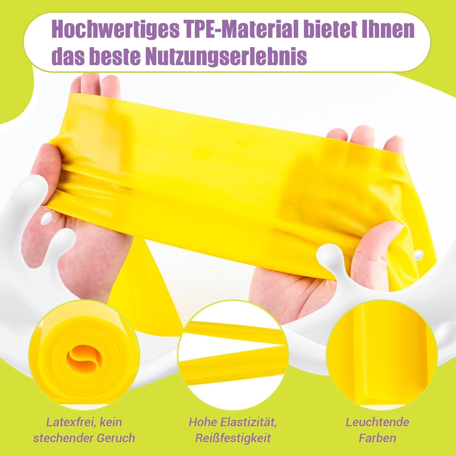 GYMERK Fitnessbänder 3er Set, 1,8 m Übungsband mit 3 Widerstandsstufen, Fitnessband mit Türanker, Tragetasche und Übungsanleitung, ideal für Yoga, – Bild 4