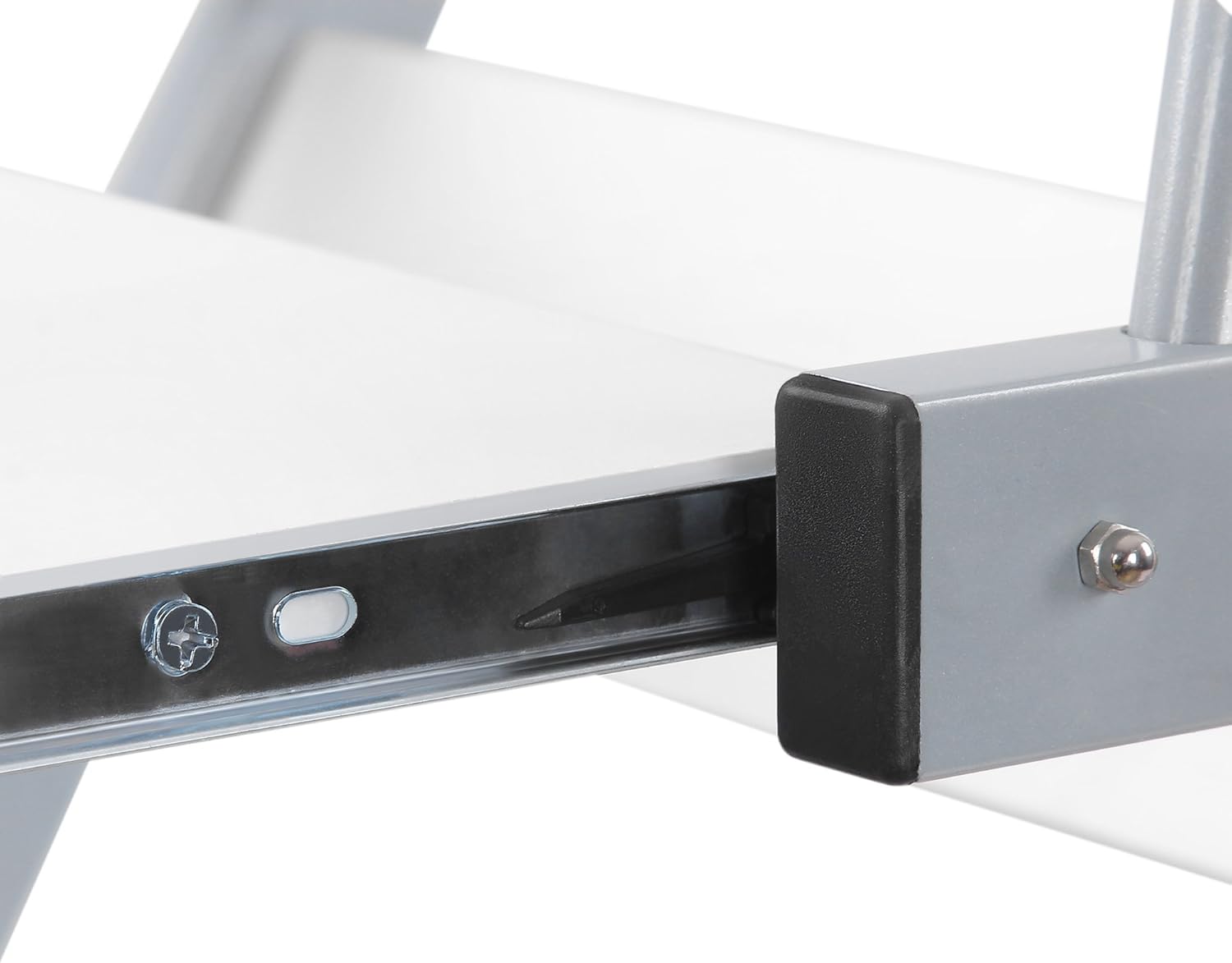 VASAGLE Schreibtisch, Computertisch mit 4 Rollen, 2 davon mit Bremsen, PC-Tisch sanfte Tastaturverlängerung, einfachere Installation, platzsparender PC-Tisch in Z-Form Weiß LCD811W – Bild 9