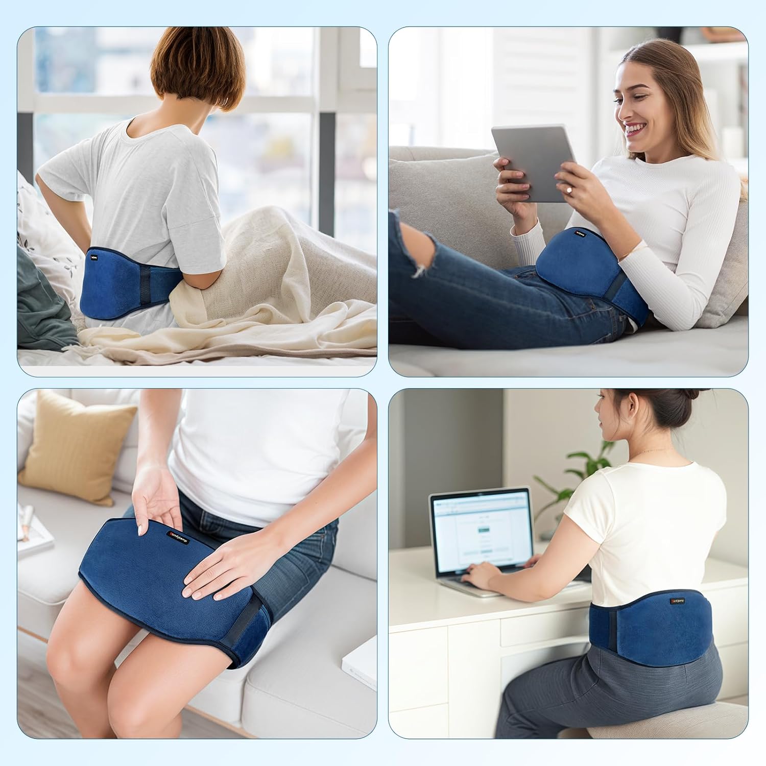 Comfytemp Wärmegürtel Vibrationsmassage für Rücken mit 25 Wh Akku, 18 x 147 cm kabelloses Heizgürtelmassagegerät, ultraweiches Heizkissen mit automatischer Abschaltung, Rückenwärmer mit USB – Bild 7
