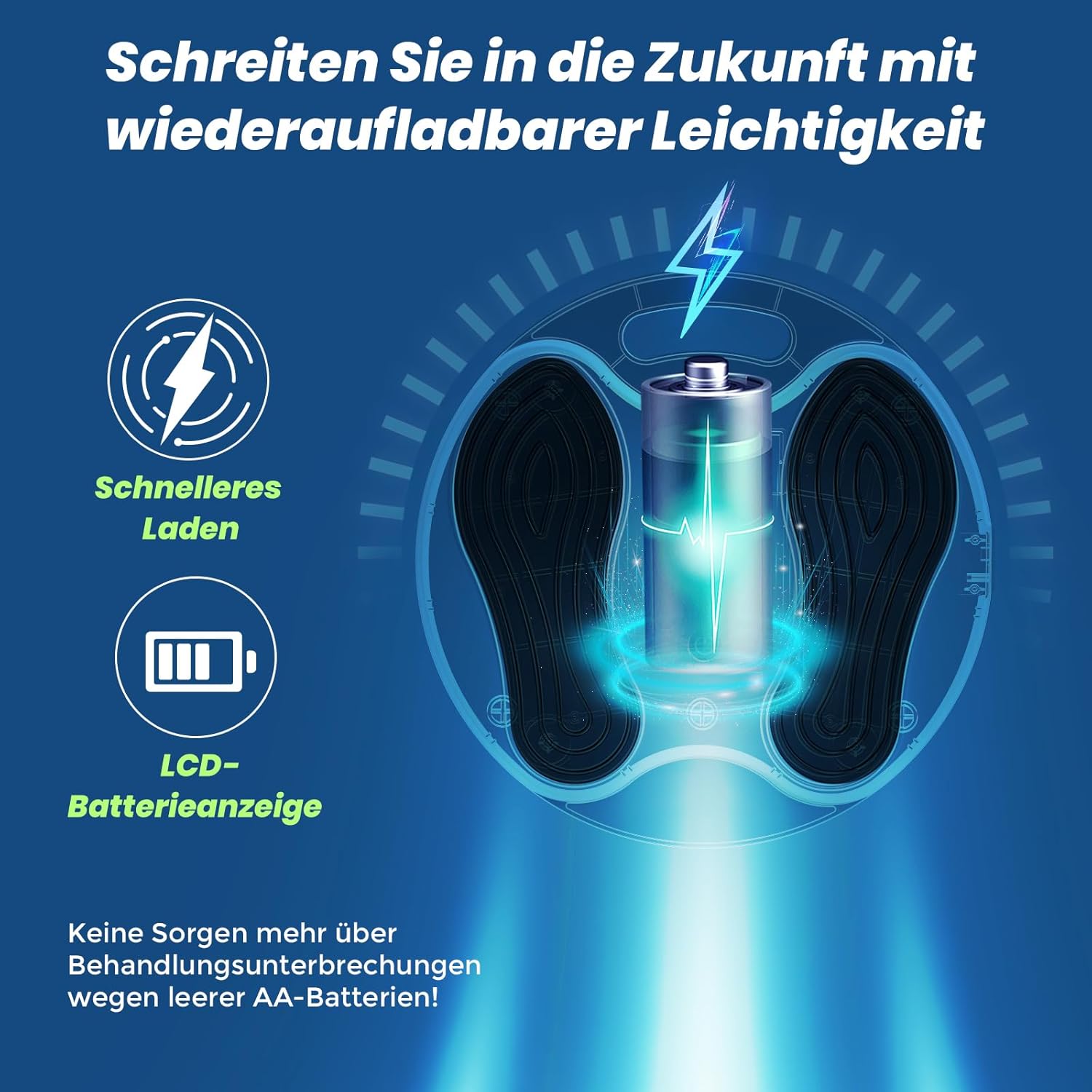 Medic Durchblutungsstimulator für Füße und Beine, EMS-Fußmassagegerät, lindert Neuropathie, Knie- und Beinschmerzen, fördert die Fußzirkulation – elektrischer TENS-Stimulator mit 4
