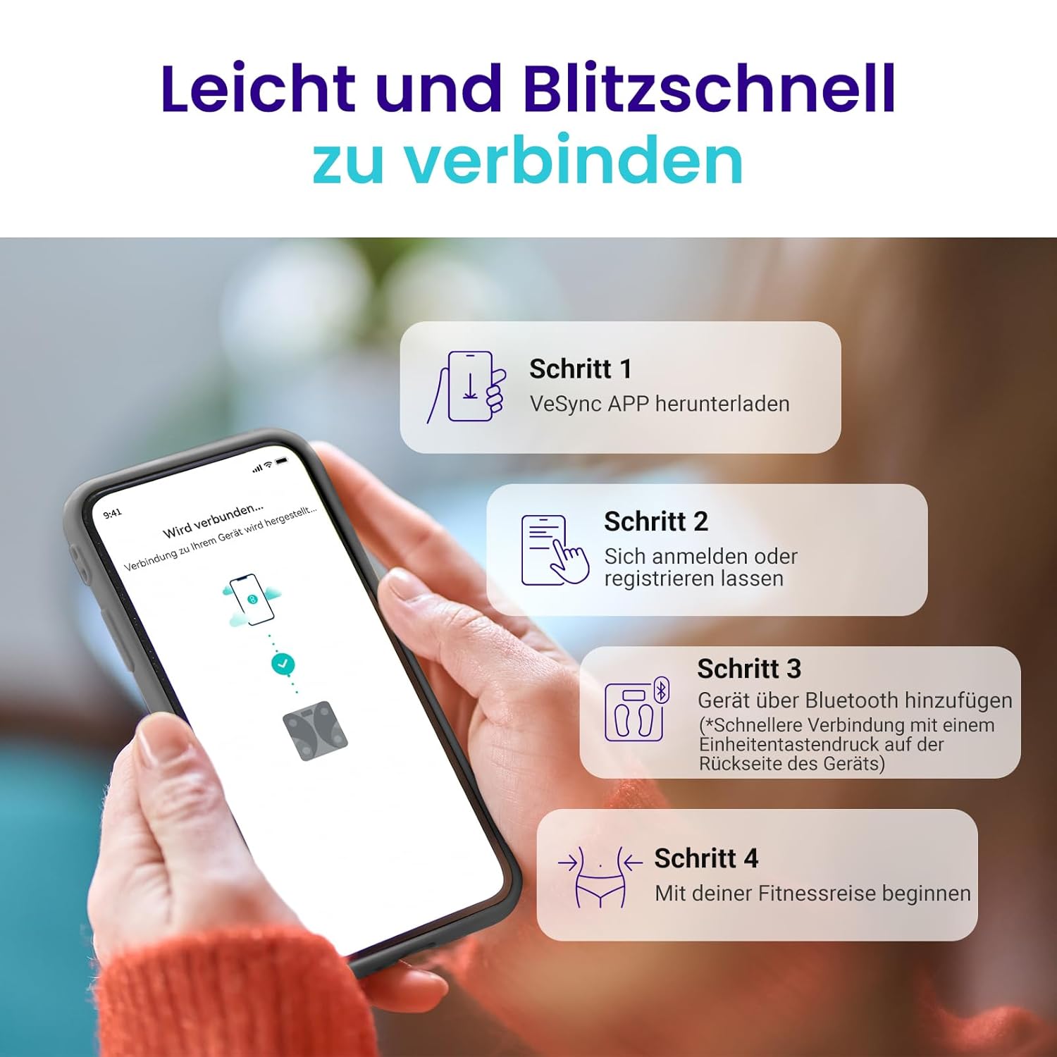 Etekcity Digitale Personenwaage mit Körperfett und Muskelmasse, 180 kg Körperfettwaage, Fitnesswaage, 13 Körperwerte, Körperfett, BMI, Muskelmasse, Protein, BMR, Schwarz – Bild 12