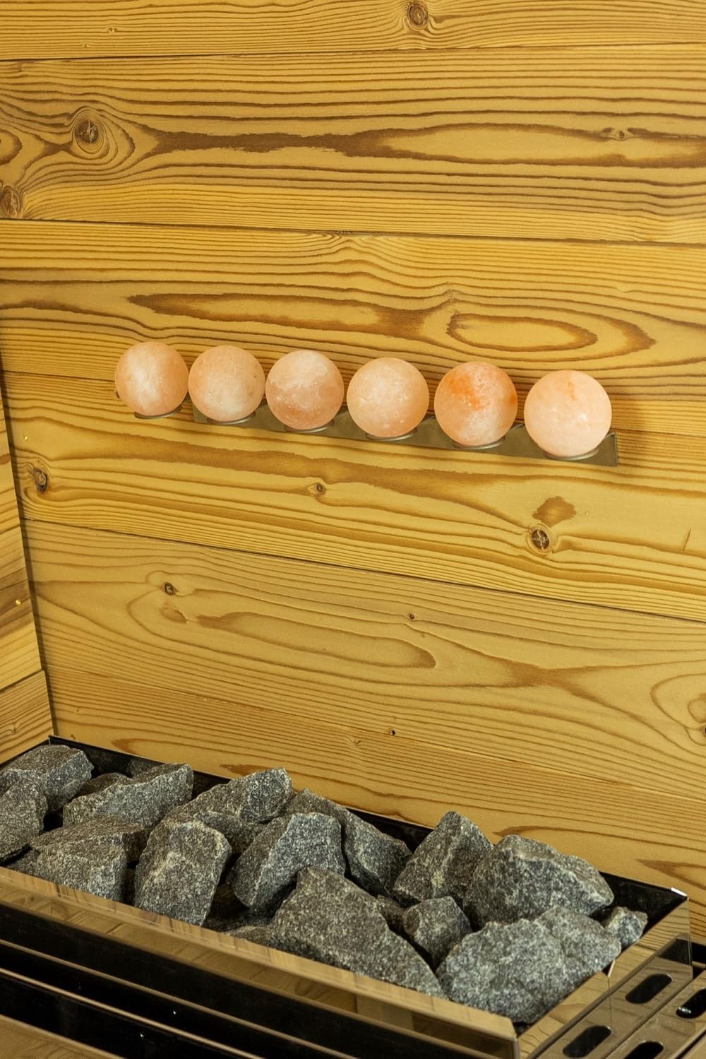 Himalaya-Salzkugeln mit Edelstahl-Wandhalterung – natürlicher Luftreiniger und Salztherapie für die Sauna (11 Stück mit Wandhalterung) – Bild 4