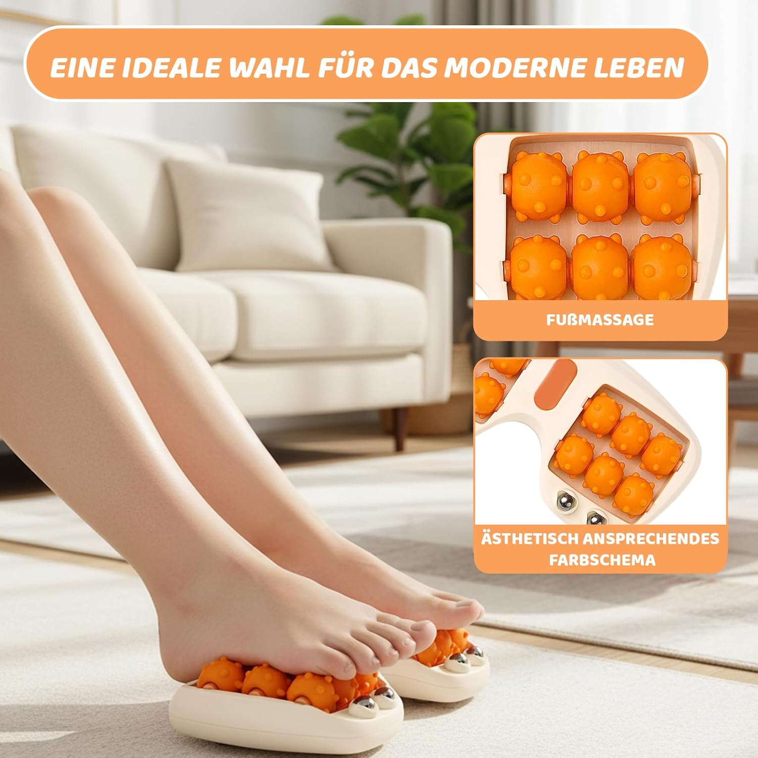 Fußmassageroller, orangefarbener therapeutischer Faszienroller für die Fußmassage, Fersensporn-Massagegerät und Faszienroller am Fuß, ideal für Fußpflege und Entspannung – Bild 6