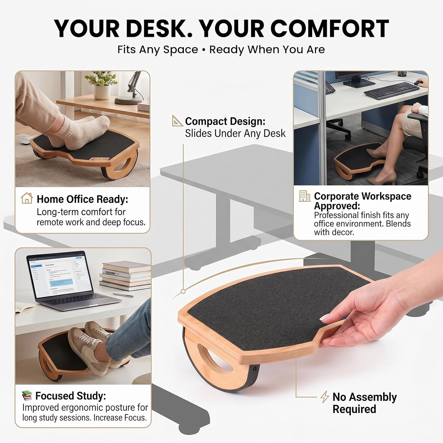 Ergonomische Fußstütze Holz unterm Schreibtisch rutschfeste Fußbank druckentlastende Fußablage multifunktionales Balancebrett Fitnessgerät Homeoffice Büro Zubehör für bessere Sitzhaltung – Bild 7