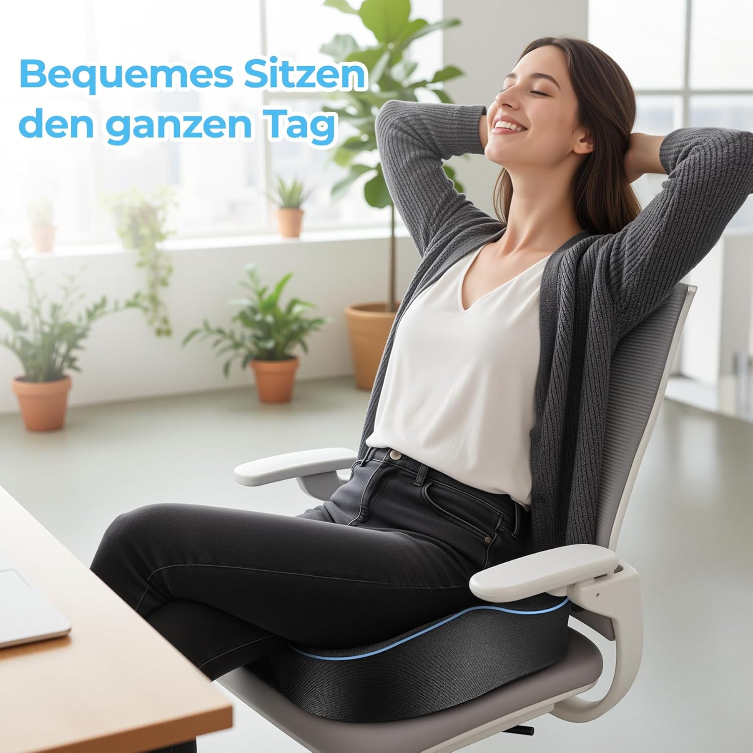 POOTACK Memory Foam-Sitzkissen – für Bürostuhl, Autositz, Rollstuhl und Heimbüro, weiche Sitzunterstützung mit atmungsaktivem Bezug – Bild 7