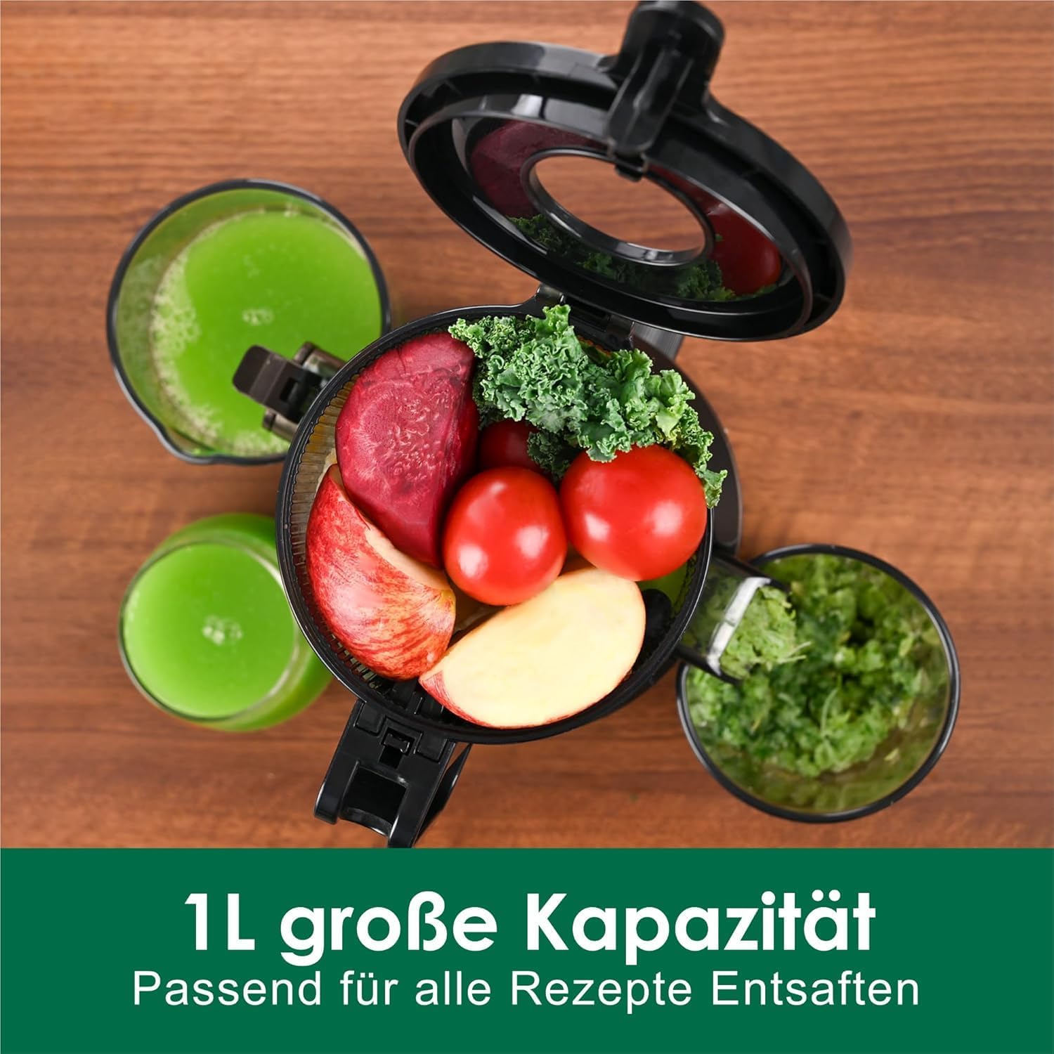 Fretta Entsafter, Slow Juicer mit 108 mm Breite und größerem Einfüllrohr, Füllvolumen für ganzes Gemüse und Obst, BPA-freier Entsafter aus Tritan-Material, einfache Installation, 200 W – Bild 2