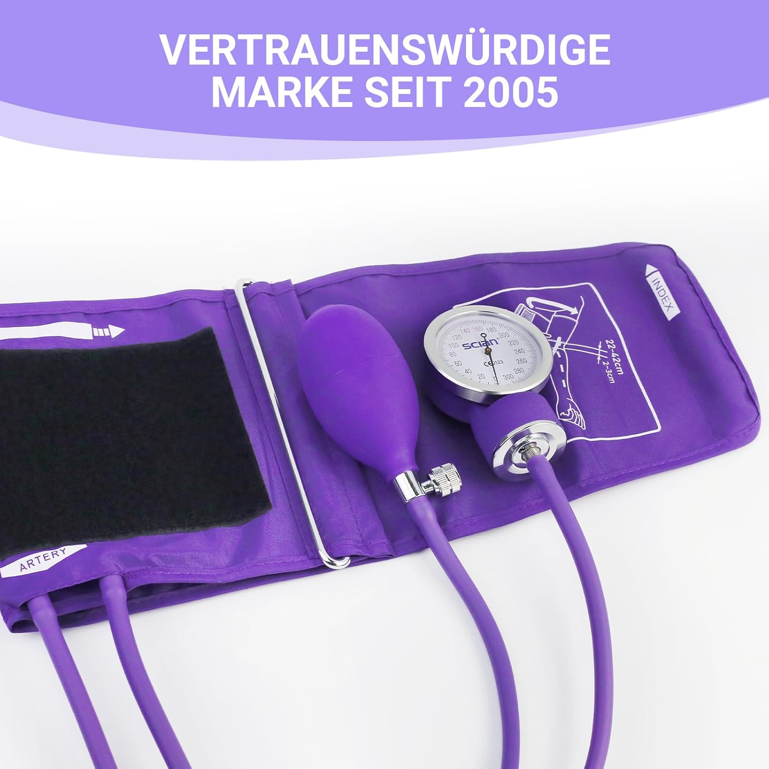 SCIAN Blutdruckmessgerät, manuell, mit europäischer Blutdruckmanschette (22–42 cm) und D-Ring + Tragetasche für Krankenschwestern, Ärzte, Senioren, Erwachsene, Lila – Bild 6
