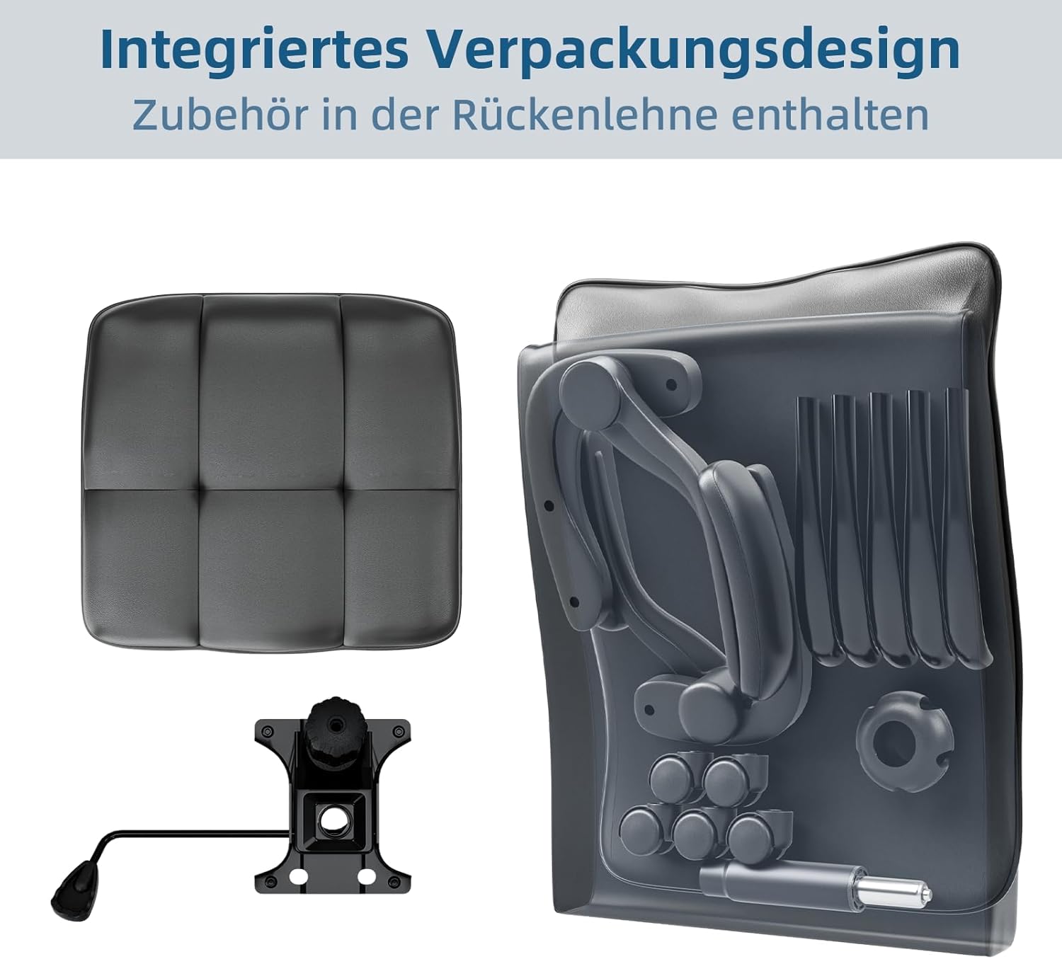 Ergonomischer Bürostuhl, Chefsessel mit kratzfester Technologie aus Leder, klappbare Armlehne, Dreh- und Wippfunktion, höhenverstellbar, doppelt verdickte Rückenlehne, Schwarz – Bild 6