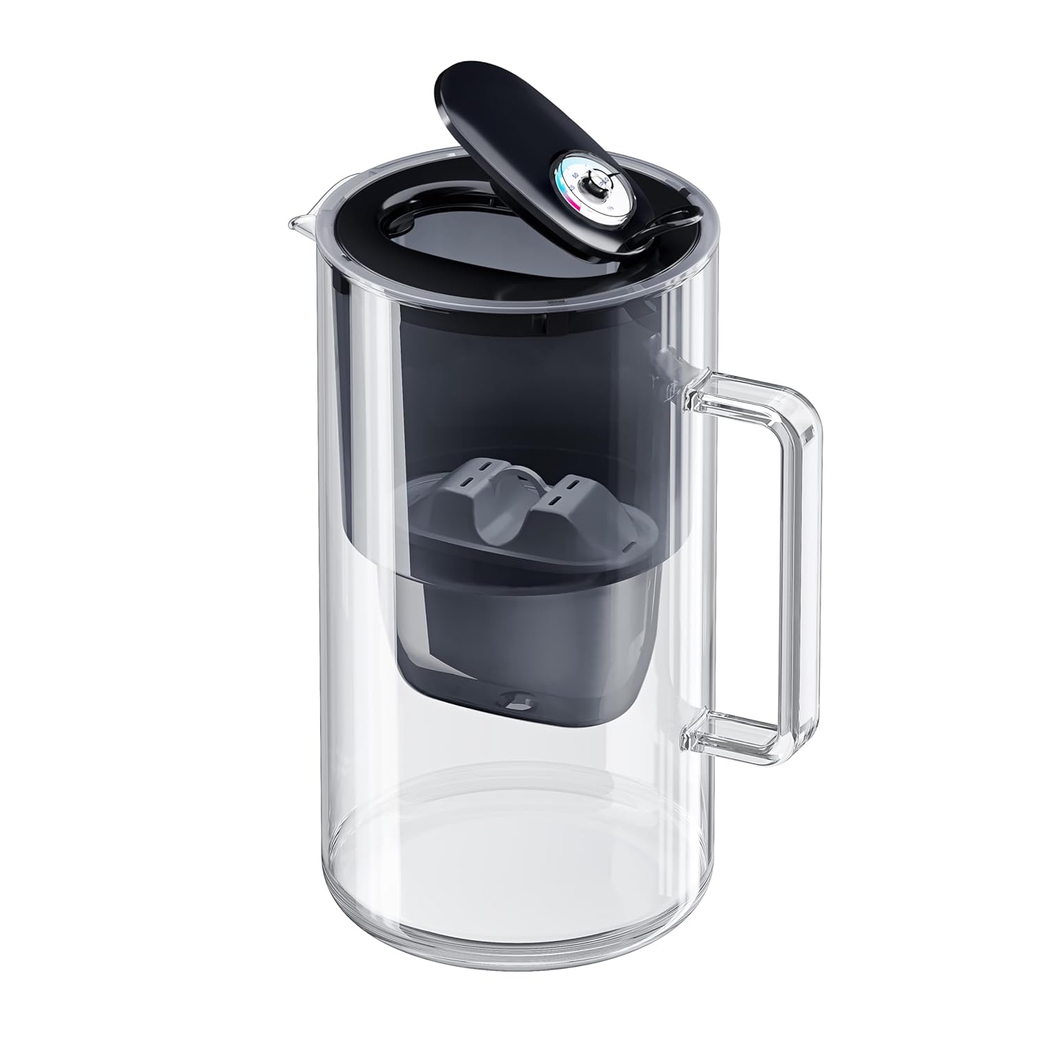 AQUAPHOR Glas-Wasserfilterkrug aus robustem Glas, 2,5 l, inklusive 1 x MAXFOR+ Filterkartusche, schwarz – Bild 2