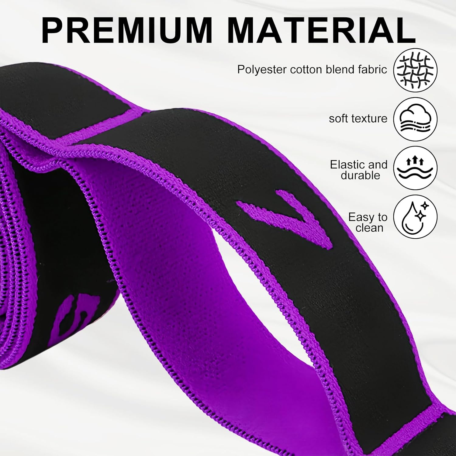 Fitnessbänder aus Stoff, 3 Stück, Widerstandsbänder mit Schlaufen, farbig segmentiertes Stretchband, Polyester-Baumwolle, mehrere Schlaufen, verstellbares Schlaufenband, für Fitness, Yoga, Tanztraining – Bild 3