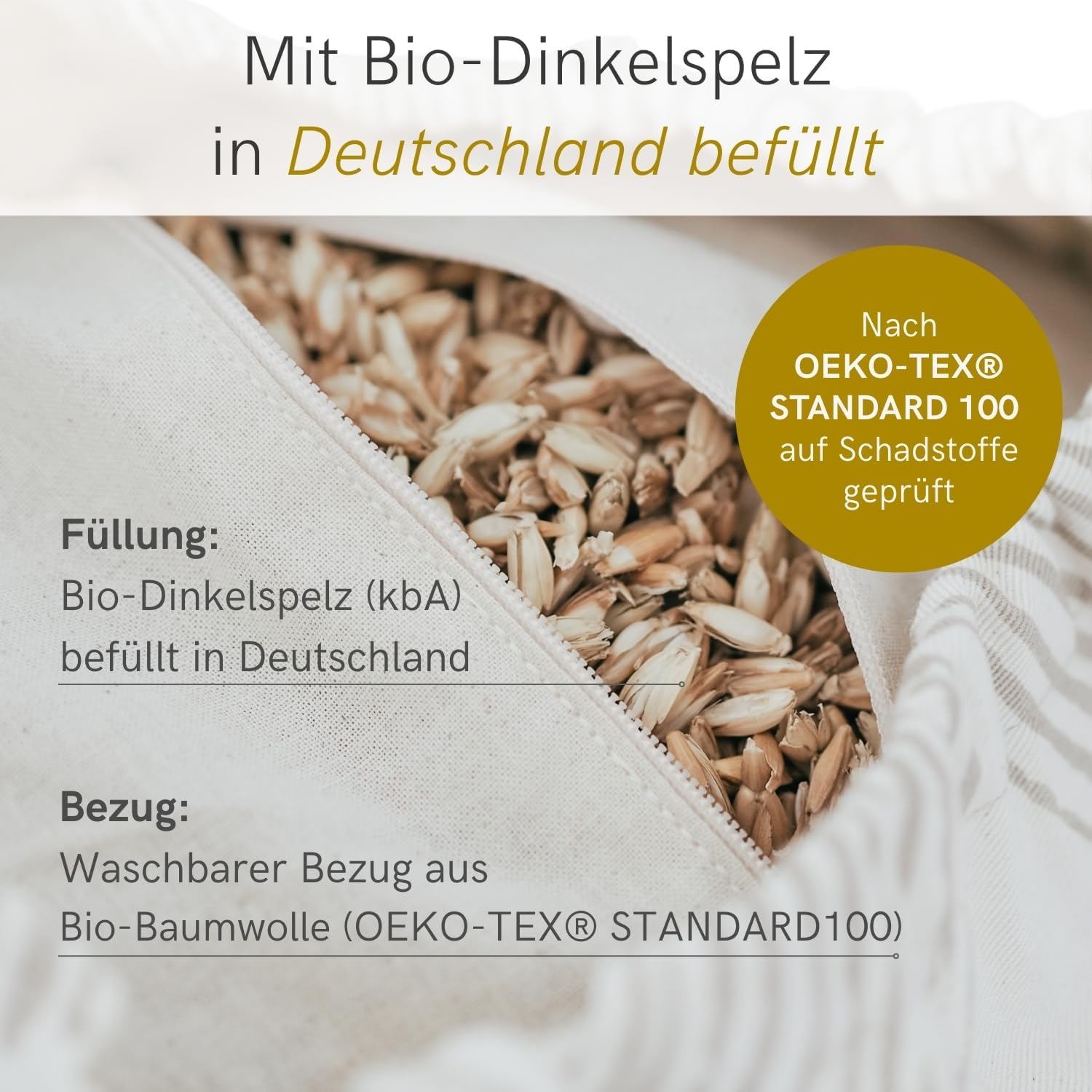 Lotuscrafts, Yogarolle für Yin Yoga, Durchmesser 24 cm, mit Dinkelfüllung, waschbarer Baumwollbezug, Yoga Bolster Rolle für Restorative Yoga, GOTS zertifiziert – Bild 3