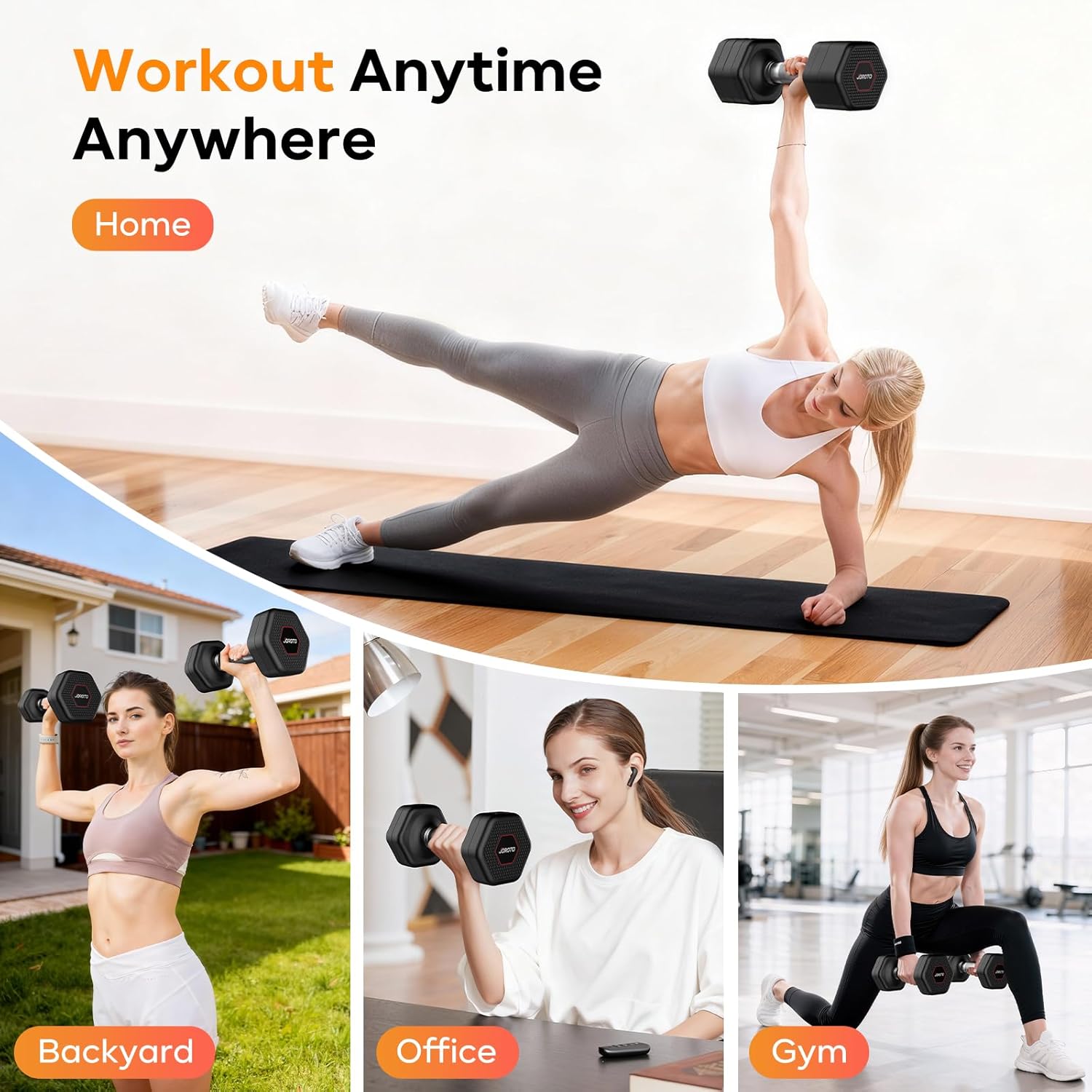 JOROTO Hanteln Set, 4-in-1 verstellbare Hanteln, 2er-Set, 2-5 kg, mit verchromtem rutschfestem Griff, geeignet für Männer und Frauen, für Krafttraining, Fitness und Heimtraining (schwarz) – Bild 7