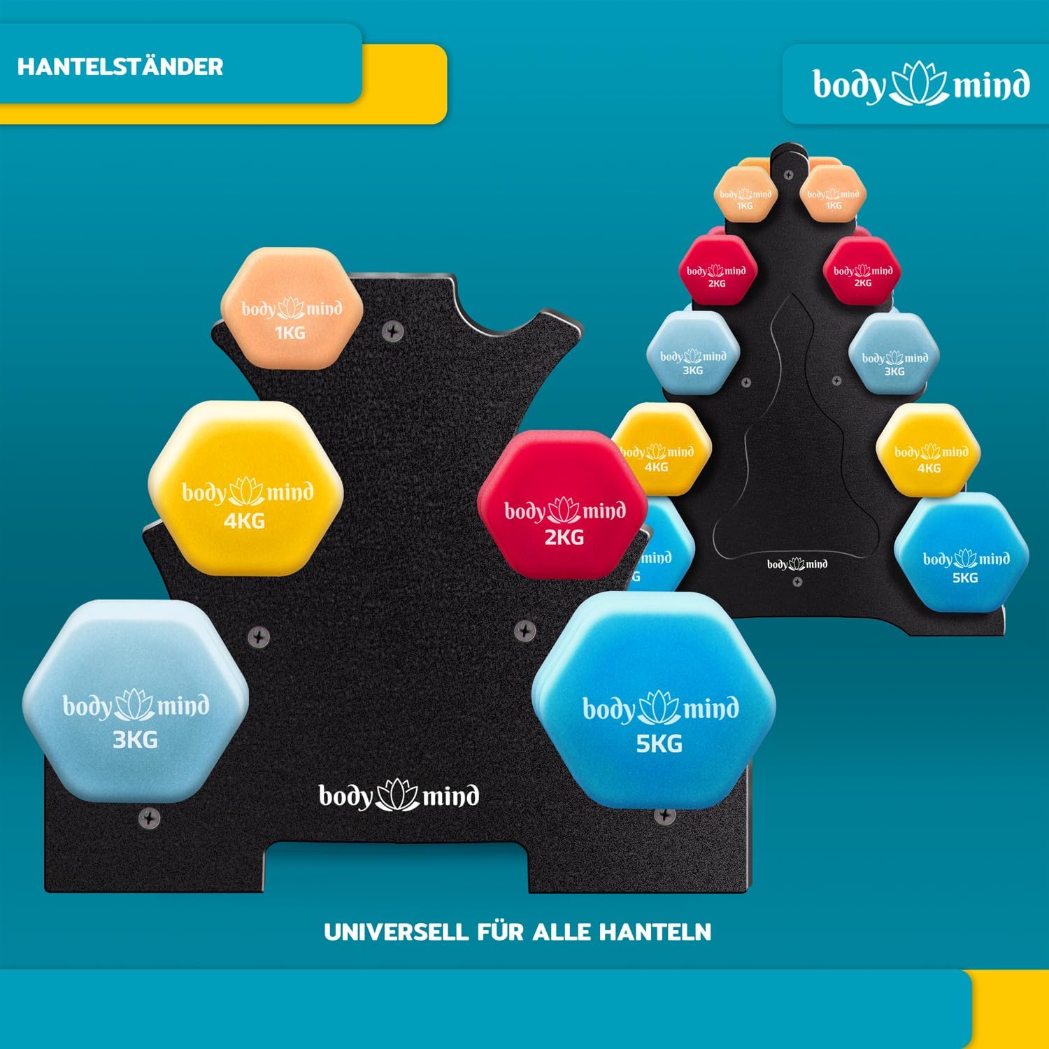 Body & Mind Hanteln 2er Set, Gymnastikhanteln, Kurzhanteln, Kurzhanteln, effektives Krafttraining mit verschiedenen Gewichten, Fitness-Workout für zu Hause – Bild 4