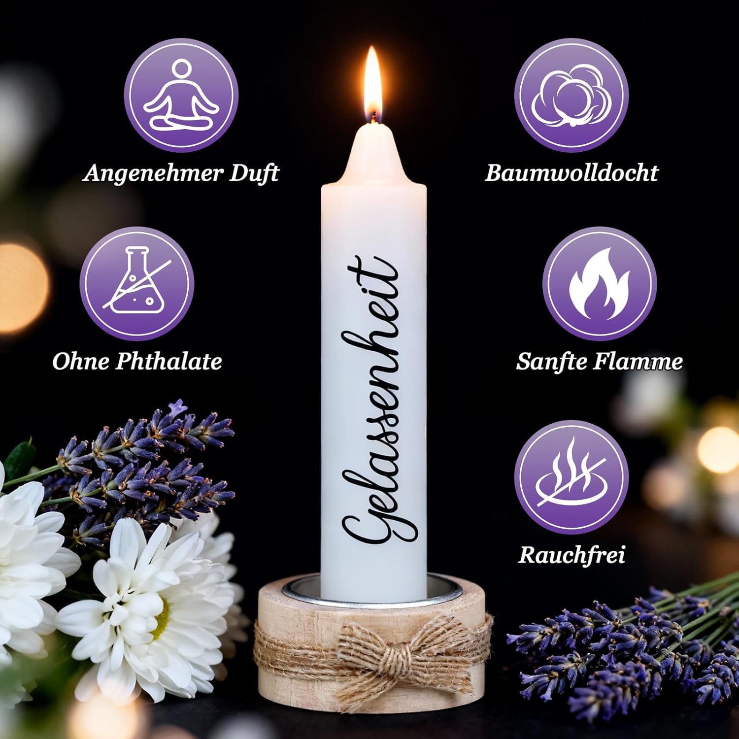 Kerzen Geschenkset Geburtstagsgeschenk für Frauen oder Freundin, nimm dir, was du brauchst, Mitbringsel Kerzenhalter Holzkiste mit Kerzen Deko und Trockenblumen – Bild 6