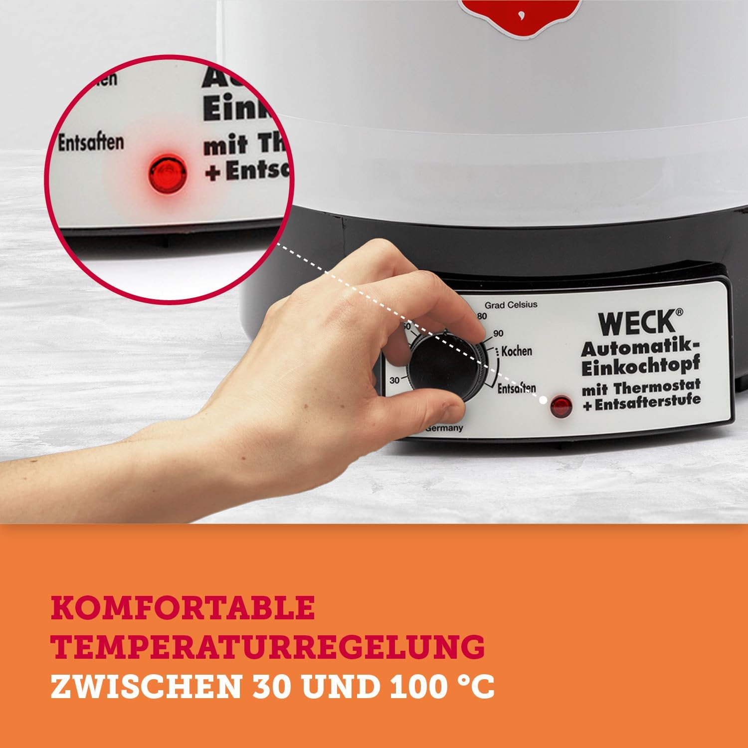 WECK WAT34 Einkochautomat aus Kunststoff mit Thermostat – 29L Einkochtopf, Glühweinkocher, Dampfentsafter, Einkochautomat – Made in Germany, hochwertig & vielseitig einsetzbar – Bild 3