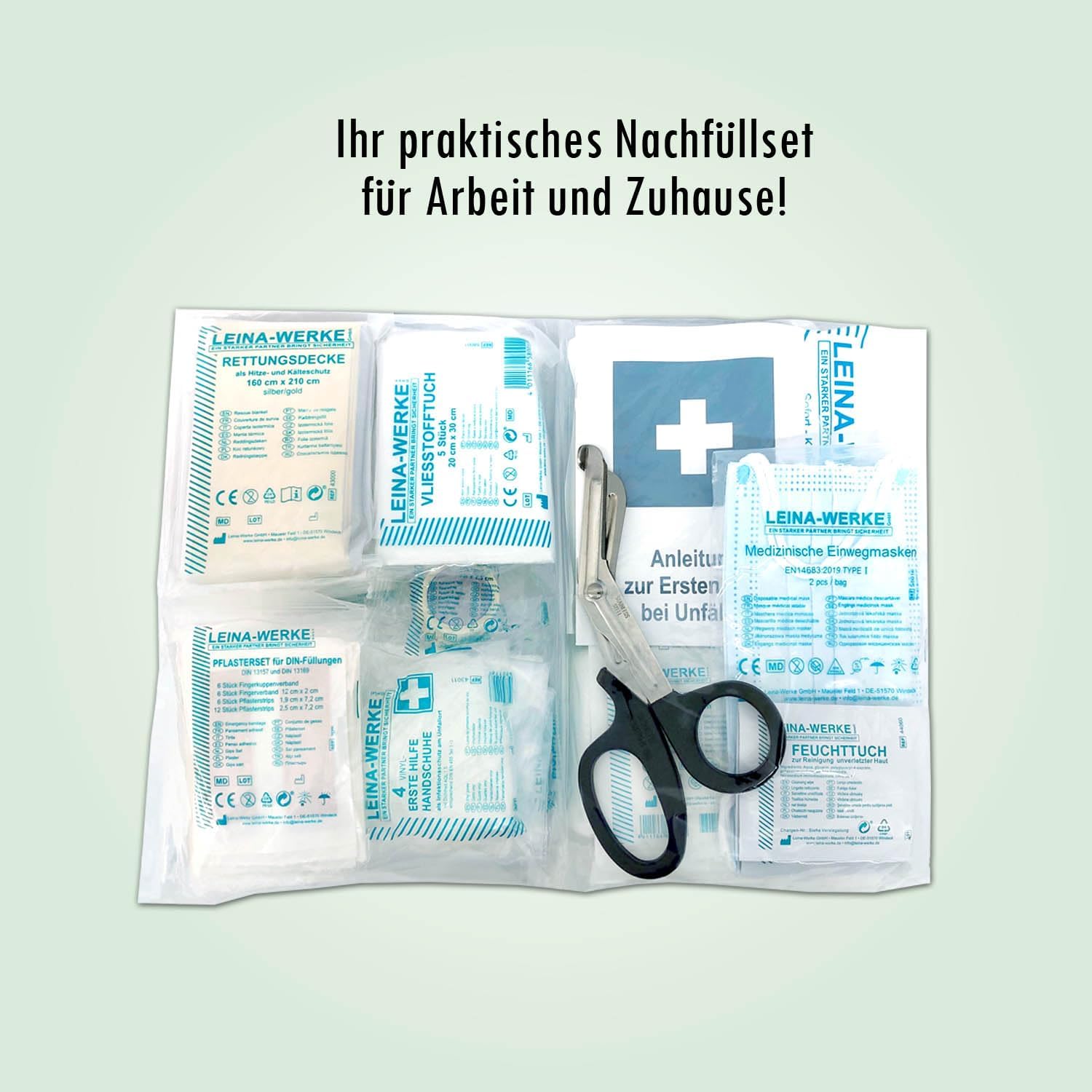 DIN 13157 – Erste-Hilfe-Set Befüllung Erste-Hilfe-Koffer Befüllung Nachfüllset für Erste-Hilfe-Set + Erste-Hilfe-Anleitung – für Unternehmen – Baustelle – öffentliche Einrichtungen LW – Bild 2
