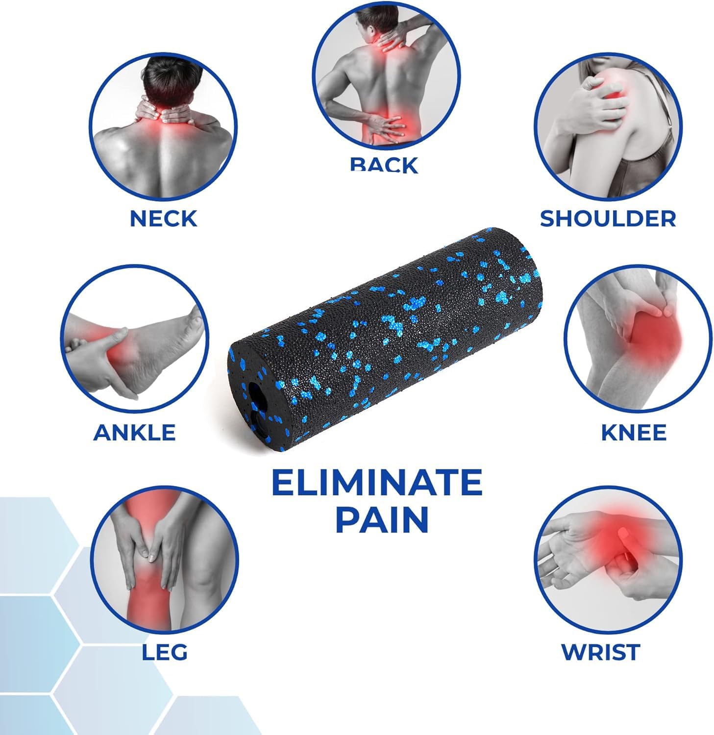 Faszienrolle klein, Faszienrolle für Füße, Faszienrolle Mini, effektive kleine Fitnessrolle zur Selbstmassage, für Anfänger und Leistungssportler Faszienrolle (Schwarz Blau) – Bild 3
