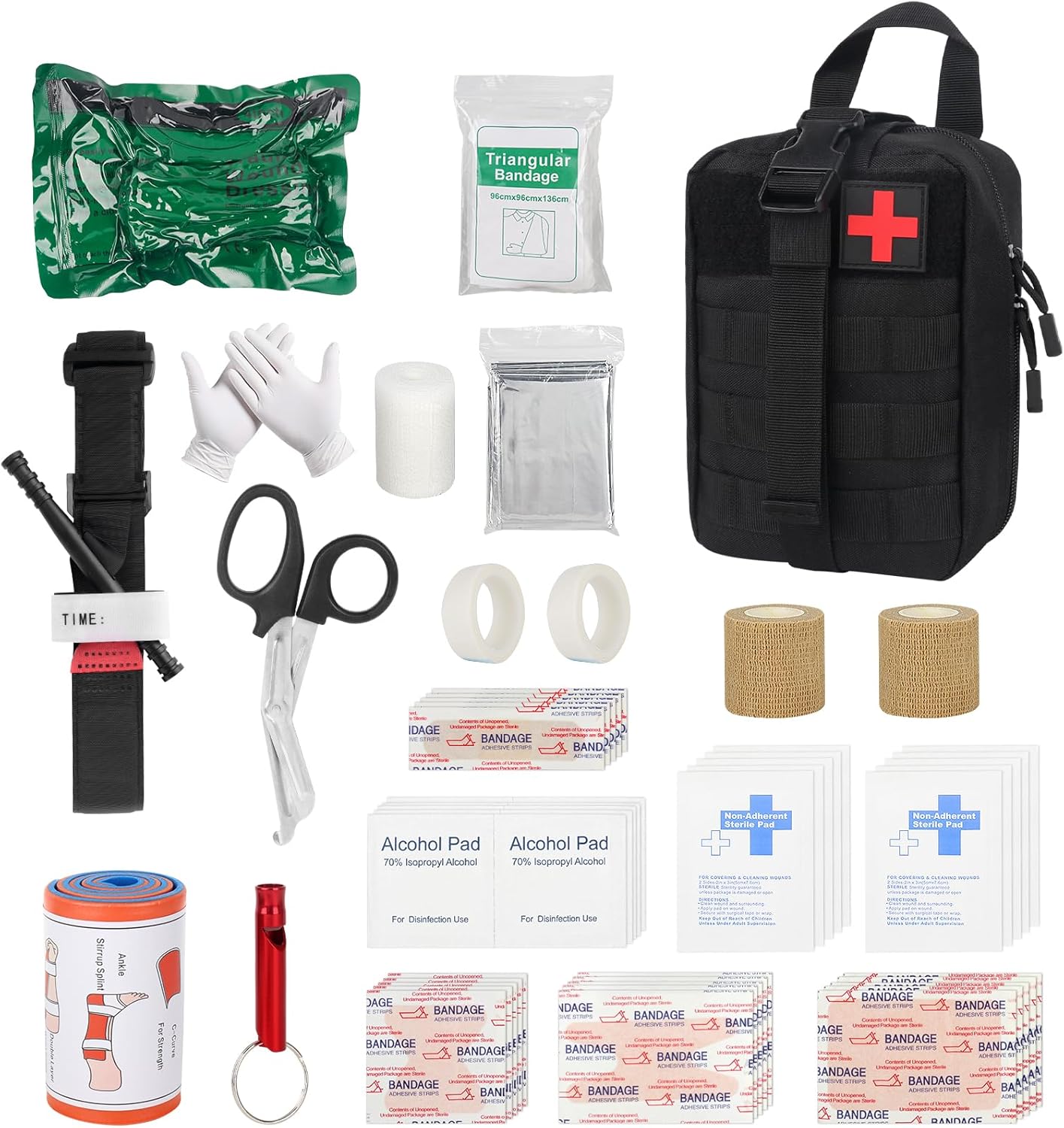 Erste-Hilfe-Set, 54-teilig, medizinische taktische Tasche, Erste-Hilfe-Trauma-Set, Erste-Hilfe-Set, Militär, medizinische Tasche für Camping, Jagd, Wandern, Zuhause, Auto, Abenteuer