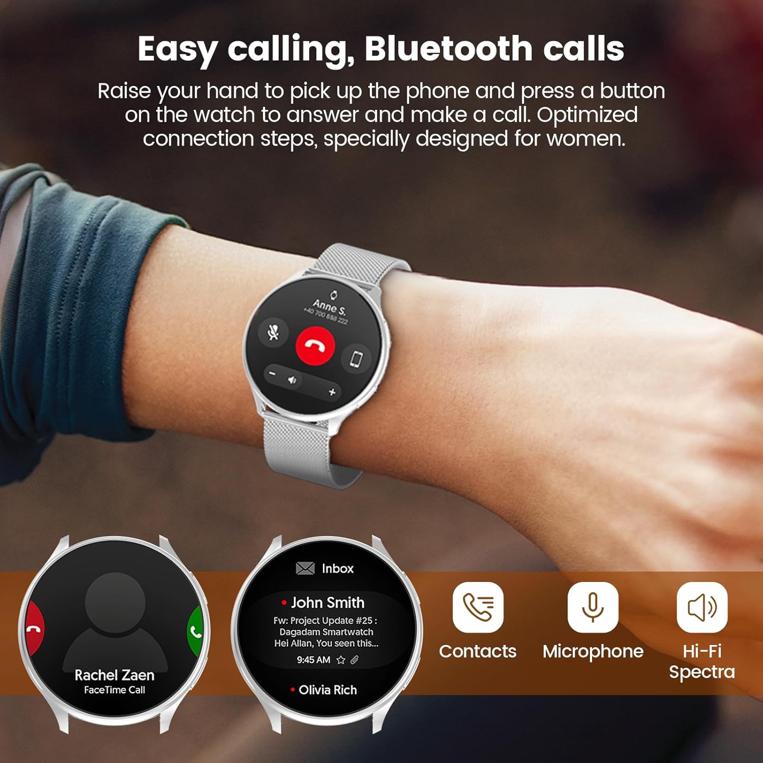 SLOKSFil Damen Smartwatch mit Telefonfunktion, 1,39 Zoll Smart Watch rund mit SpO2, 24H Herzfrequenzmesser Blutdruck Schlafmonitor, Fitness Tracker 120+ Sportmodi Schrittzähler für iOS Android (Silber) – Bild 4