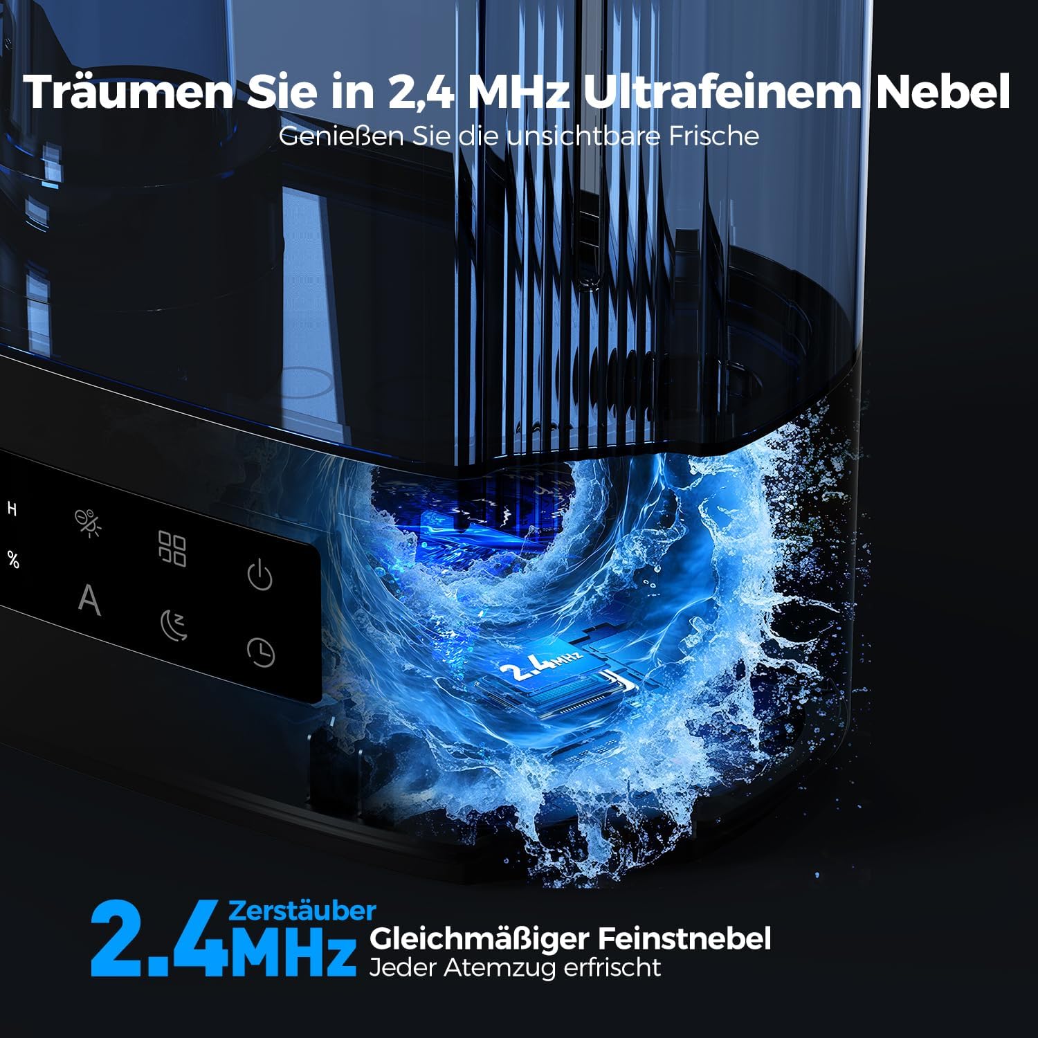 AROEVE 6L Luftbefeuchter Schlafzimmer, Aromadiffusor, Ultraschall-Top-Fill-Luftbefeuchter für Baby-Kinderzimmerpflanzen, 60 Stunden leiser Raumbefeuchter, intelligente Luftfeuchtigkeitskontrolle, Schwarz – Bild 6