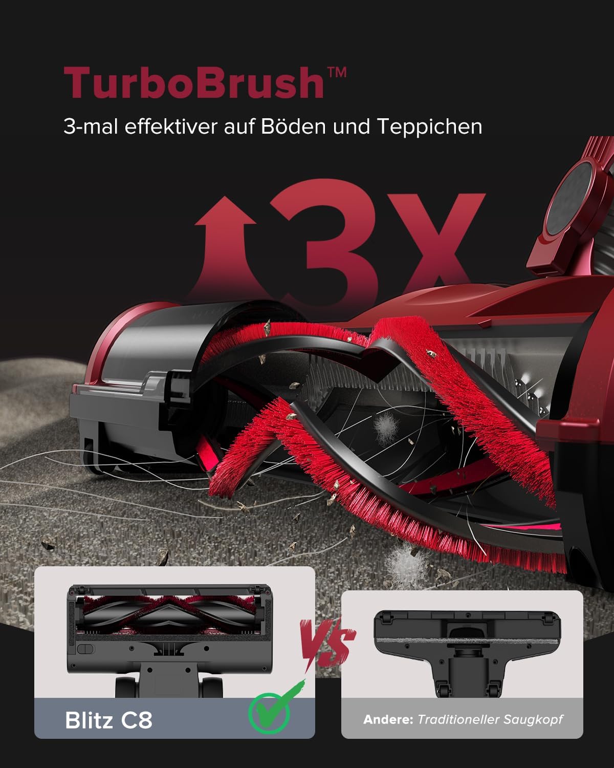 Vexilar C8 Staubsauger mit Kabel, 60KPa & 600W Starke konstante Saugkraft, Staubsauger beutellos, 7m Kabel, Selbststehend, Anti-Tangle-Bürste, Handstaubsauger für Tierhaare, Fugen & Hartböden – Bild 4