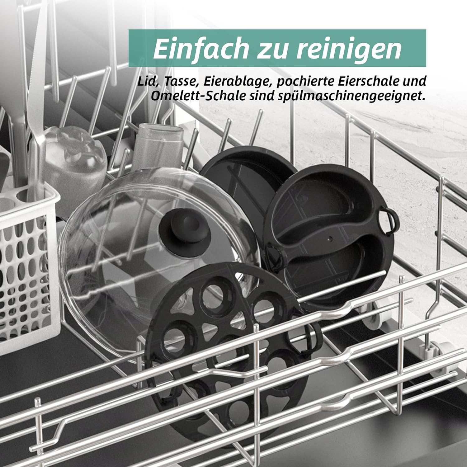 YASHE Eierkocher, 360 W, kompakter Eierkocher, multifunktional, 7 Eier leicht zu pellen, weich, mittel, hartgekocht, Eierbecher, Omelette-Maker, Dampfgarer, Signalton, Kontrollleuchte, BPA-frei – Bild 7