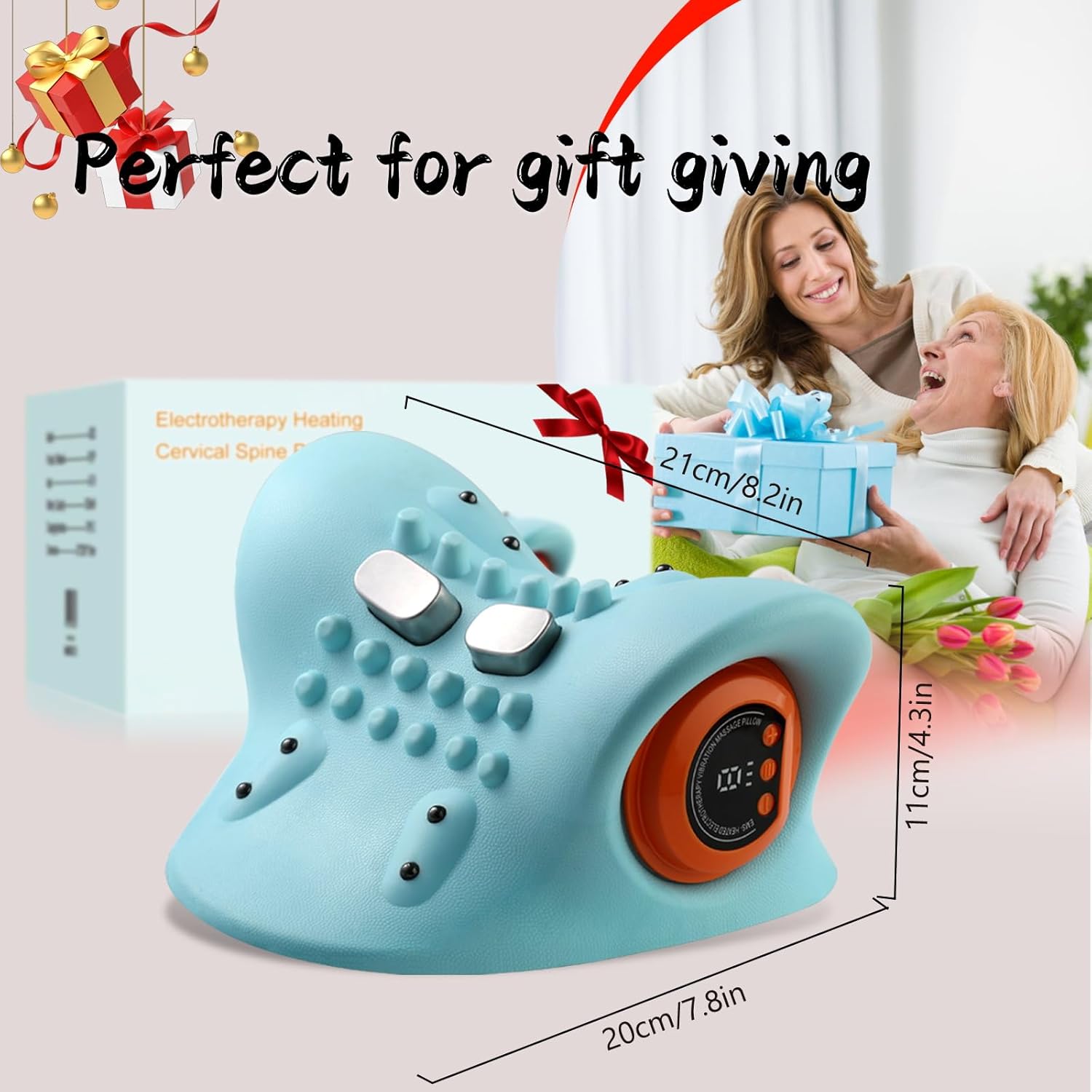 EMS Elektrisches Nackenmassagegerät, kabelloses Nackenmassagegerät mit Wärme und Vibration, 3 Modi, 6 einstellbare Frequenzen, Entspannungskissen, Akupressur für den Nacken – Bild 6