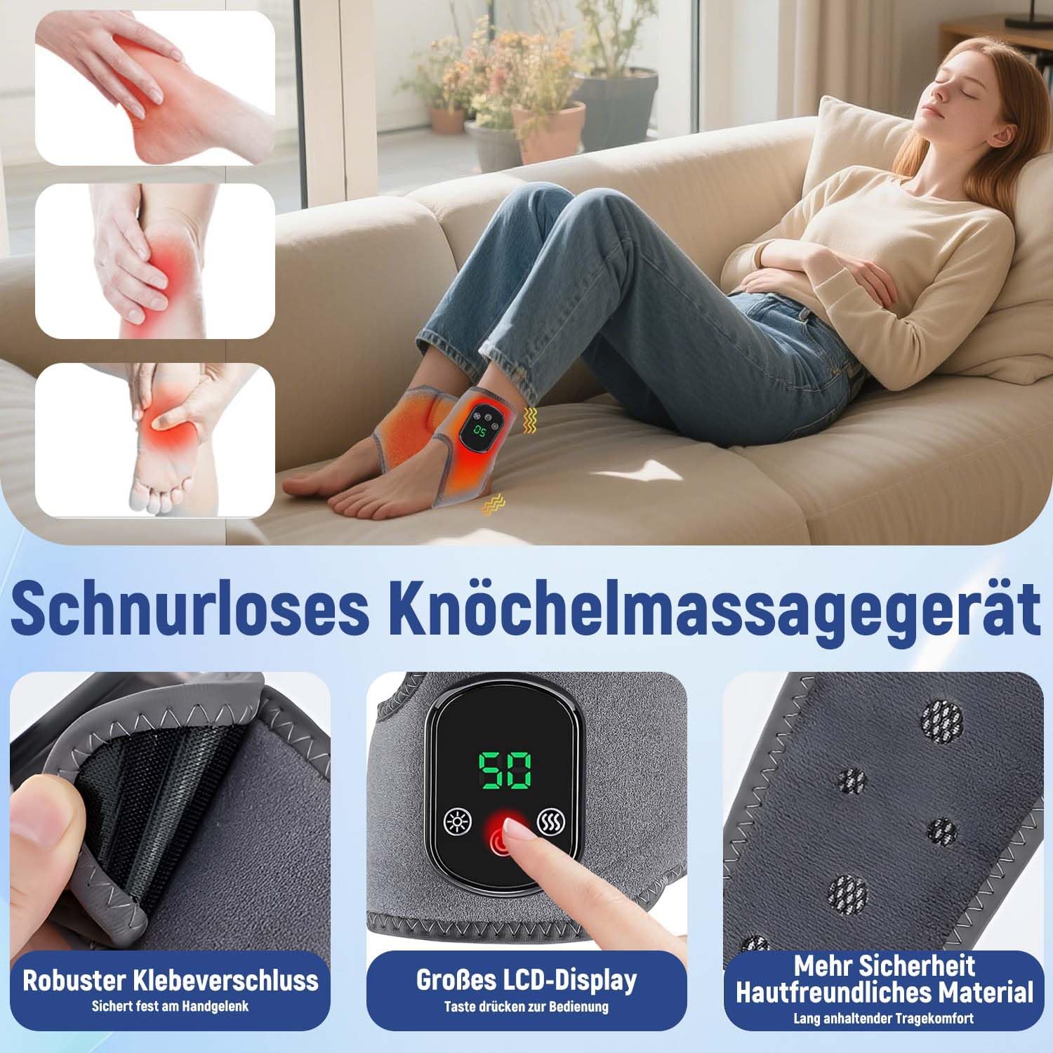 2er-Pack 3-in-1-Fußmassagegerät, Fußmassagegerät, Fußmassagegerät, tragbares kabelloses Fußmassagegerät, 3 Modi und 5 Wärmestufen für Knöchel, Ferse, Sohle, Fußgewölbeunterstützung, ideales Geschenk für Eltern – Bild 5
