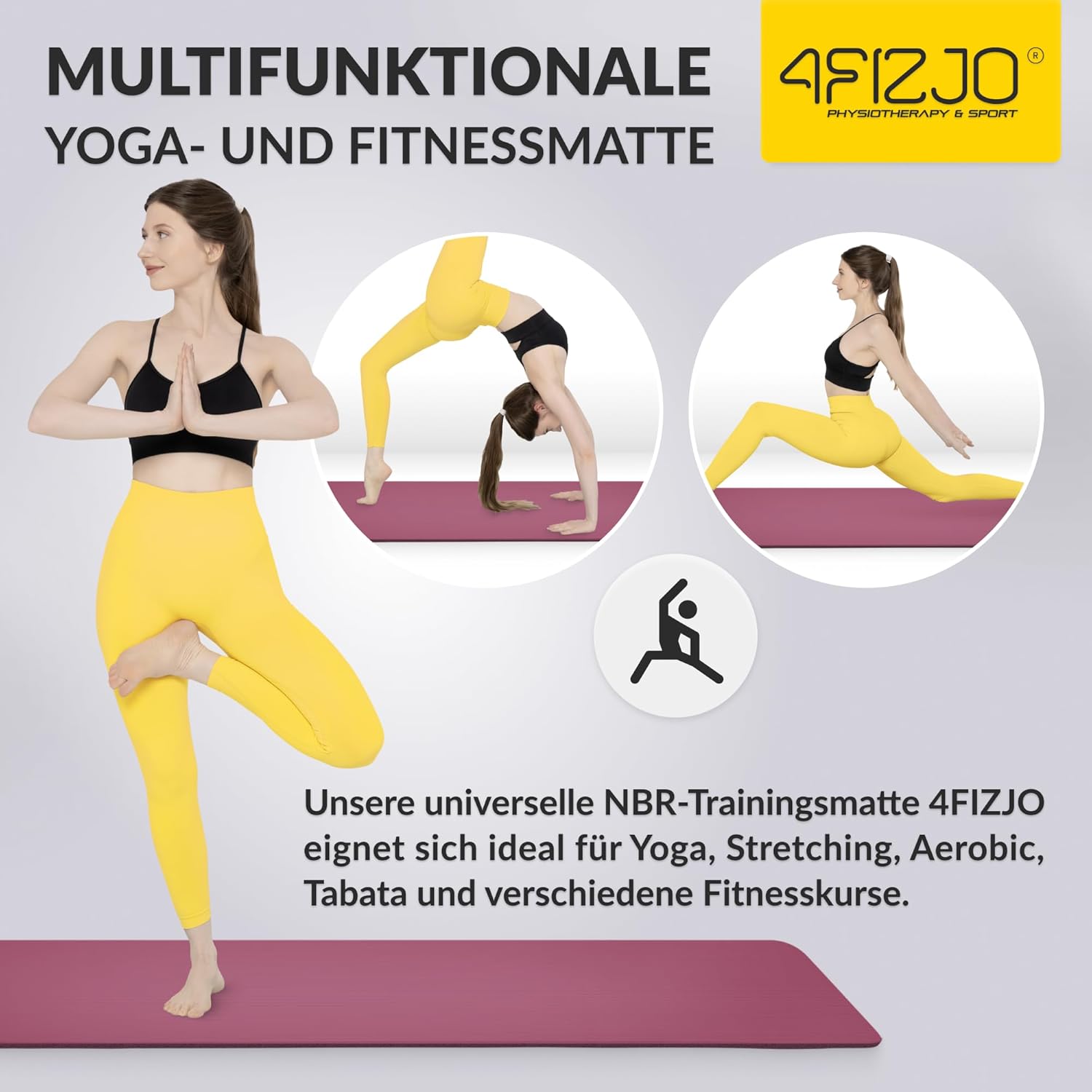 4FIZJO Fitnessmatte mit Tragegurt, Maße 180 x 60 cm, NBR-Schaum, rutschfest, Komfort, In & Outdoor, Pilatesmatte, Yogamatte, Sportmatte, Gymnastikmatte, Trainingsmatte – Bild 10