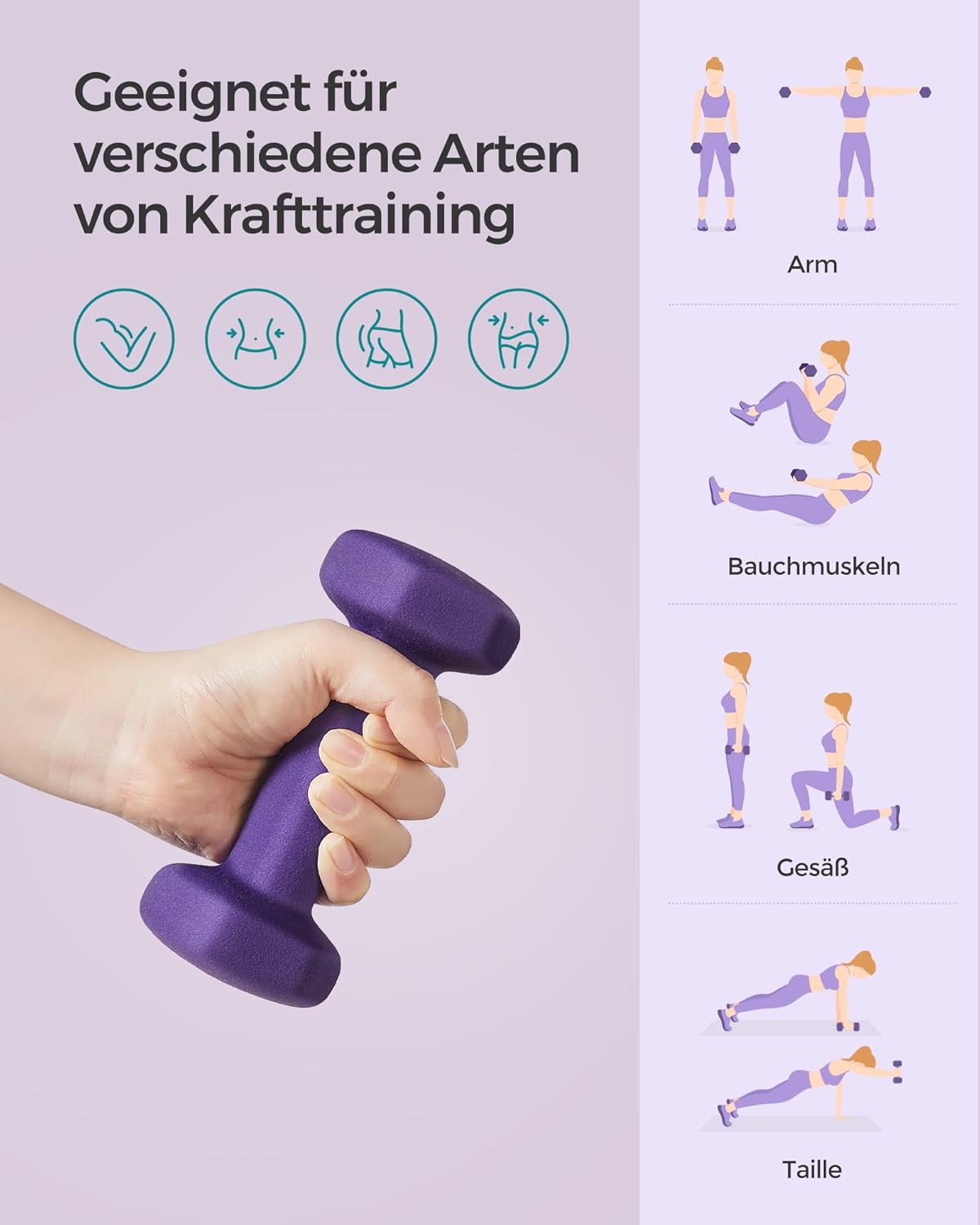 SONGMICS Hanteln 2er Set Hanteln Set Hanteln Hexagon Neoprenbeschichtung Krafttraining Workout Fitness Training Zuhause – Bild 5