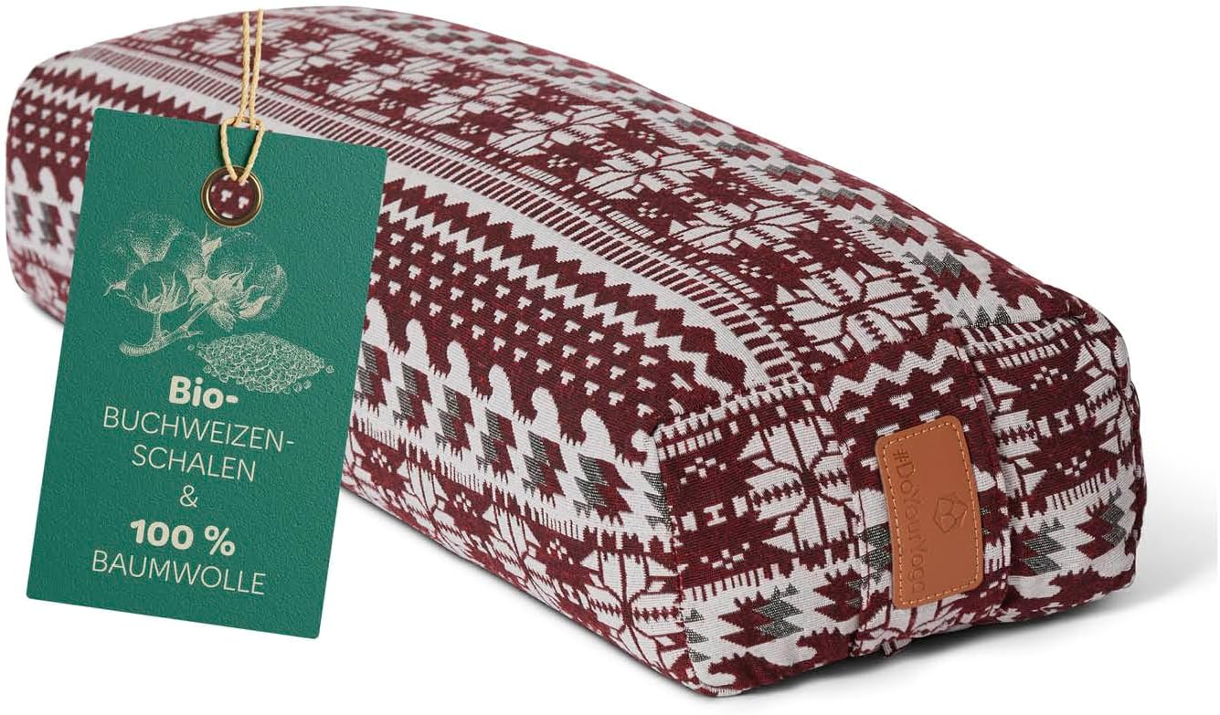 #DoYourYoga Paravati Yoga Bolster 67 cm x 13 cm gefüllt mit Bio-Dinkelspelzen (KBA) oder Bio-Buchweizenspelzen (KBA), Yogakissen mit waschbarem Bezug, Sitzkissen & Zafu-Kissen für Yin Yoga