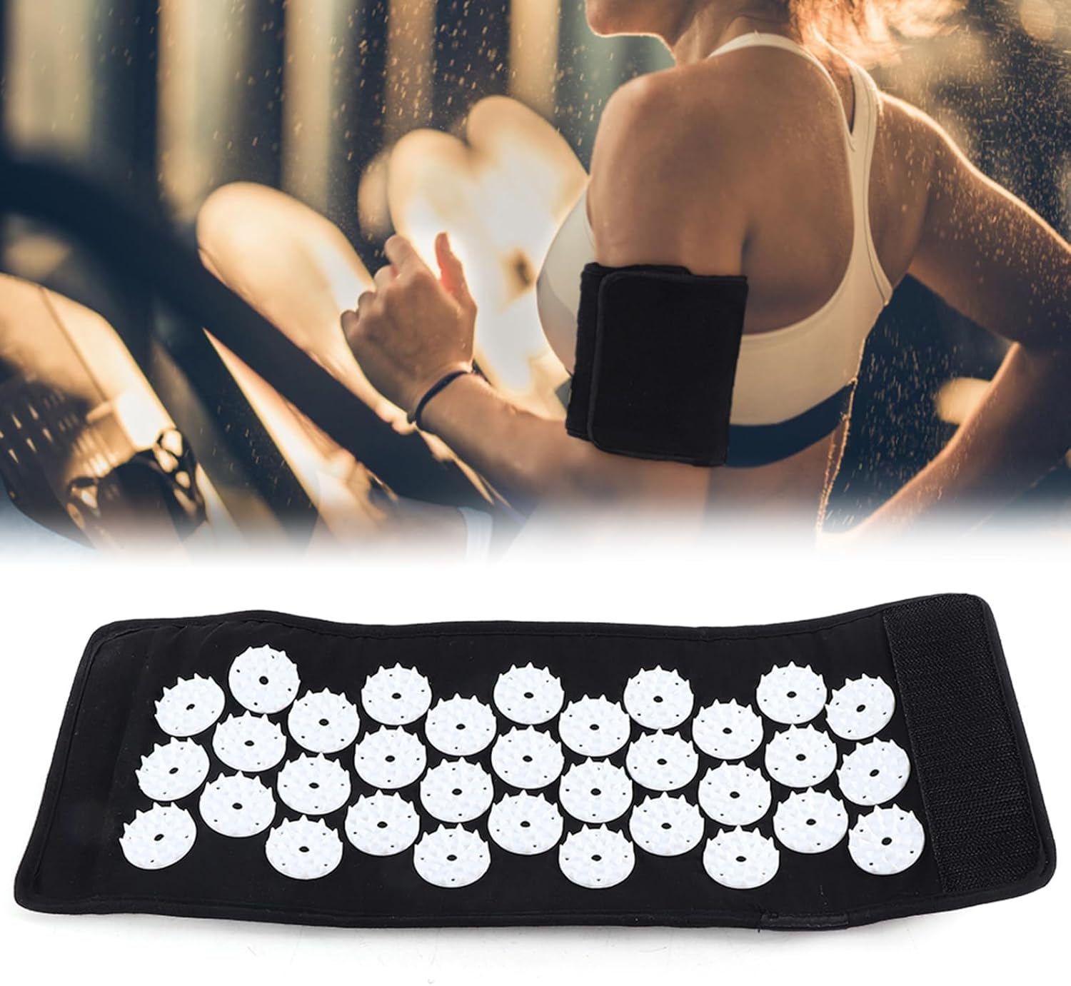 Fyearfly Akupressur-Armband, Massagegürtel, verstellbare Akupressurmatte für Arm, Nacken und Schulter, Stressabbau und Entspannung, für Yoga, Fitness und Büro (schwarz) – Bild 8