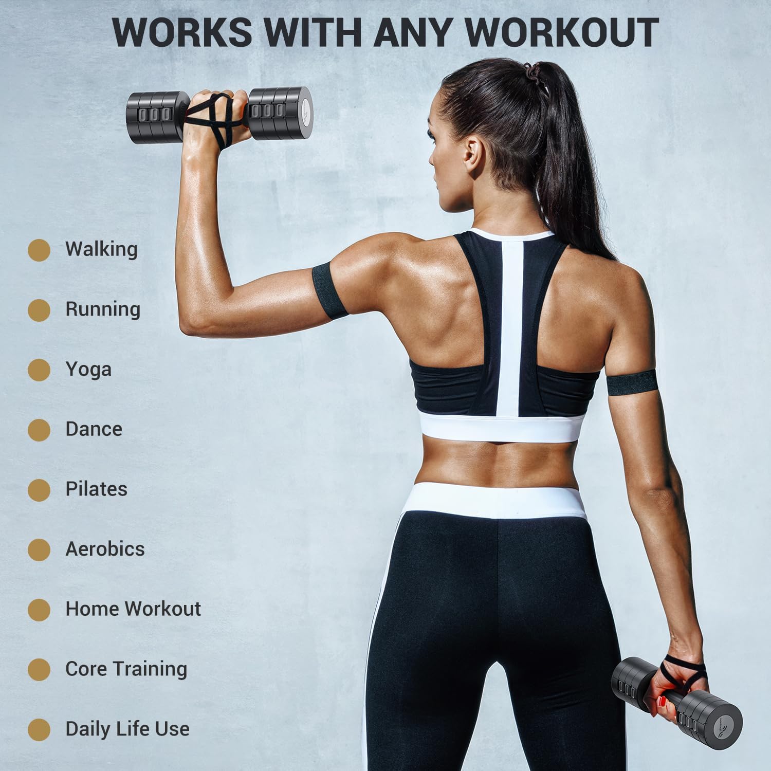 Sportneer Verstellbares Hantel-Set – Hanteln Damen-Set je 1–2,5 kg, 4-in-1-Hanteln-Set mit 2 Stück, verstellbares Hantel-Set für Heim-Fitnessstudio, Fitness, Krafttraining, Geschenk – Bild 7