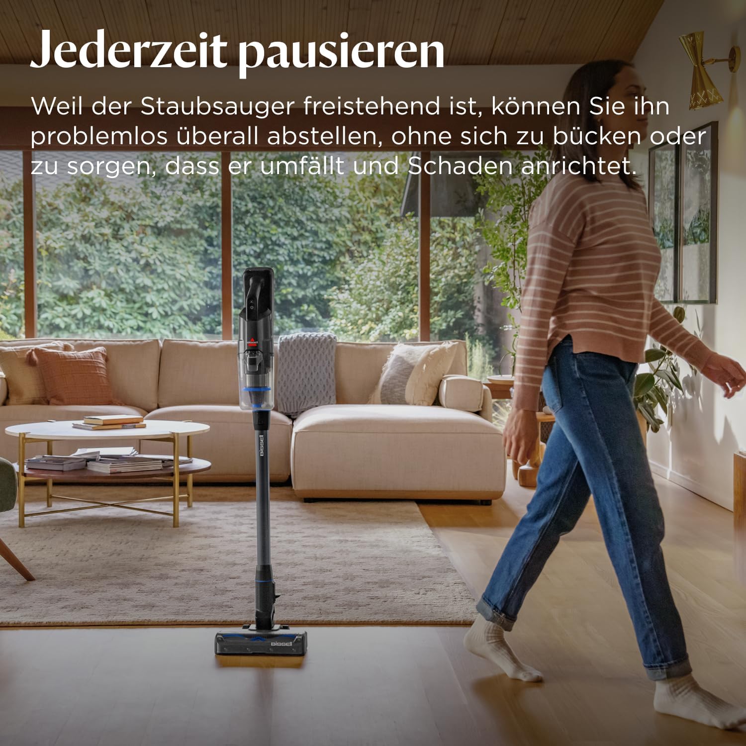 Bissell PowerClean FurGuard, Akku-Staubsauger, 280-W-Motor, selbstreinigende Bürstenrolle, FurFinder-Licht, kabelloser Staubsauger, freistehend, HEPA-Filter, 2500-mAh-Ersatzakku, 50 Min. Laufzeit, 4091N – Bild 10