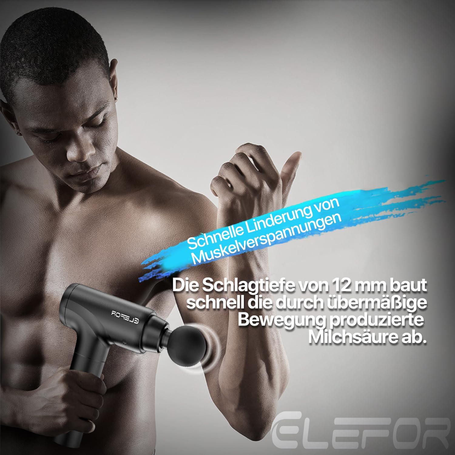Massagepistole, Deep Tissue Percussion Rückenmassagegerät für Sportler, Muskelmassagepistole zur Schmerzlinderung, mit 8 Massageköpfen und 20 Geschwindigkeiten (Mattschwarz) – Bild 3