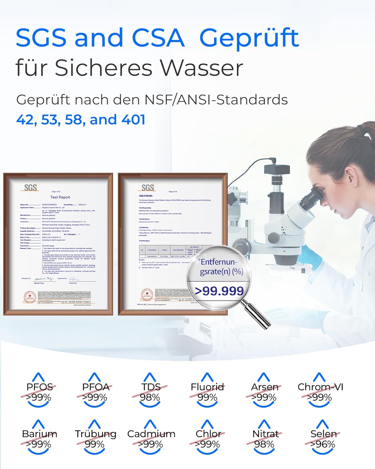 Waterdrop G2P600 Umkehrosmose-Wasserfiltersystem, 8000 Liter, 2:1 reines Wasser, ohne Tank, Entkalkungssystem, RO-System unter der Spüle – Bild 5