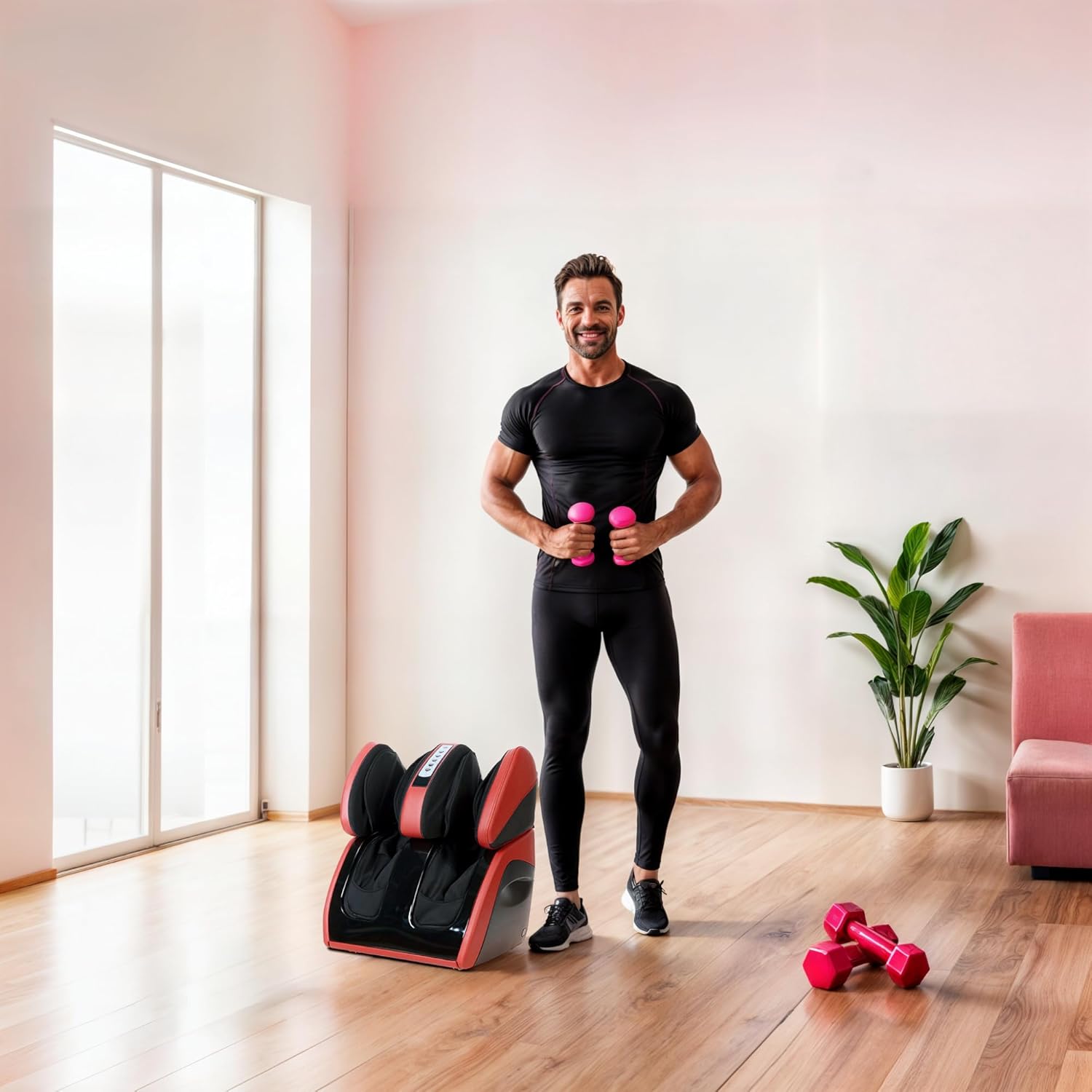Global Relax Deutschland – Vitalzen Plus Massagegerät für Füße und Beine, Knie und Muskeln entspannen (Neues Modell 2017), Rot. Offizielle globale Garantie 2 Jahre