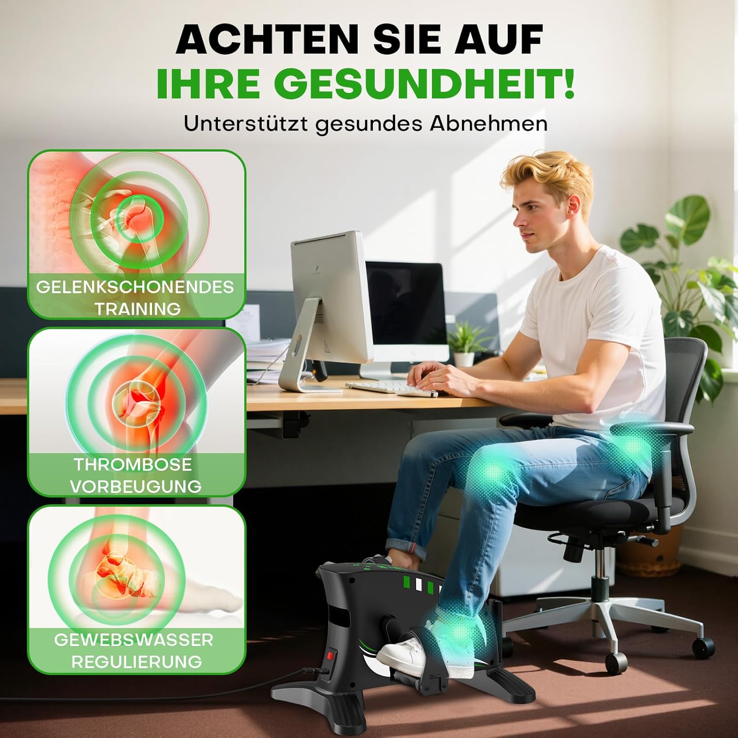 Pedaltrainer, MOSUNY 2026 2-in-1-Pedaltrainer für Zuhause mit Widerstand + Geschwindigkeit, leisem & großem LCD-Display + rutschfester Matte, Arm- und Beintrainer für Senioren, Heimtrainer für Senioren – Bild 6