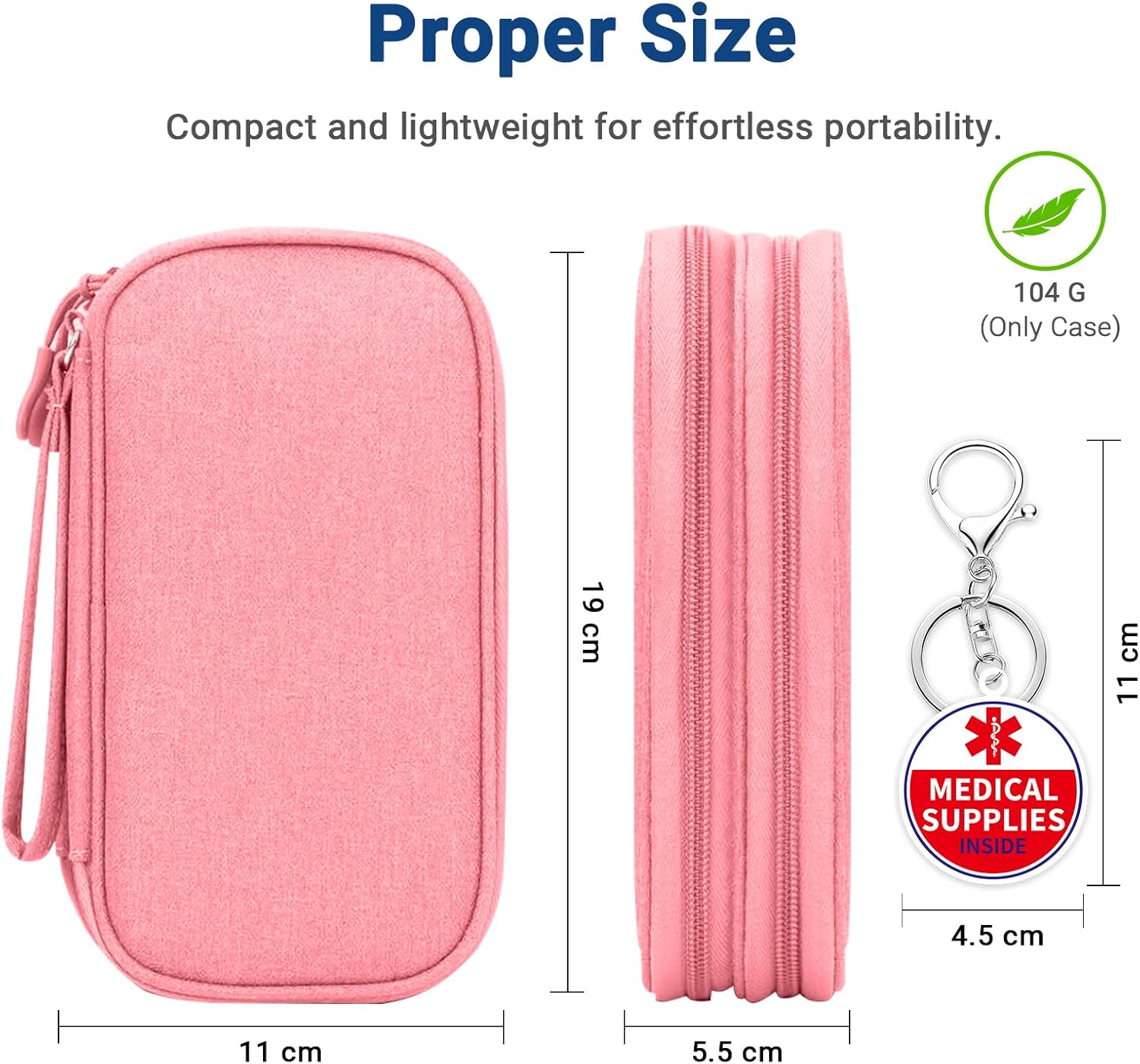 Diabetiker-Tasche, doppellagige Medikamenten-Tragetasche für Glukosemessgerät, Insulin-Stift, Teststreifen, Spritzen, Nadeln, Aufbewahrungstasche für Blutzuckermessgerät, Diabetes-Zubehör, Pink – Bild 2