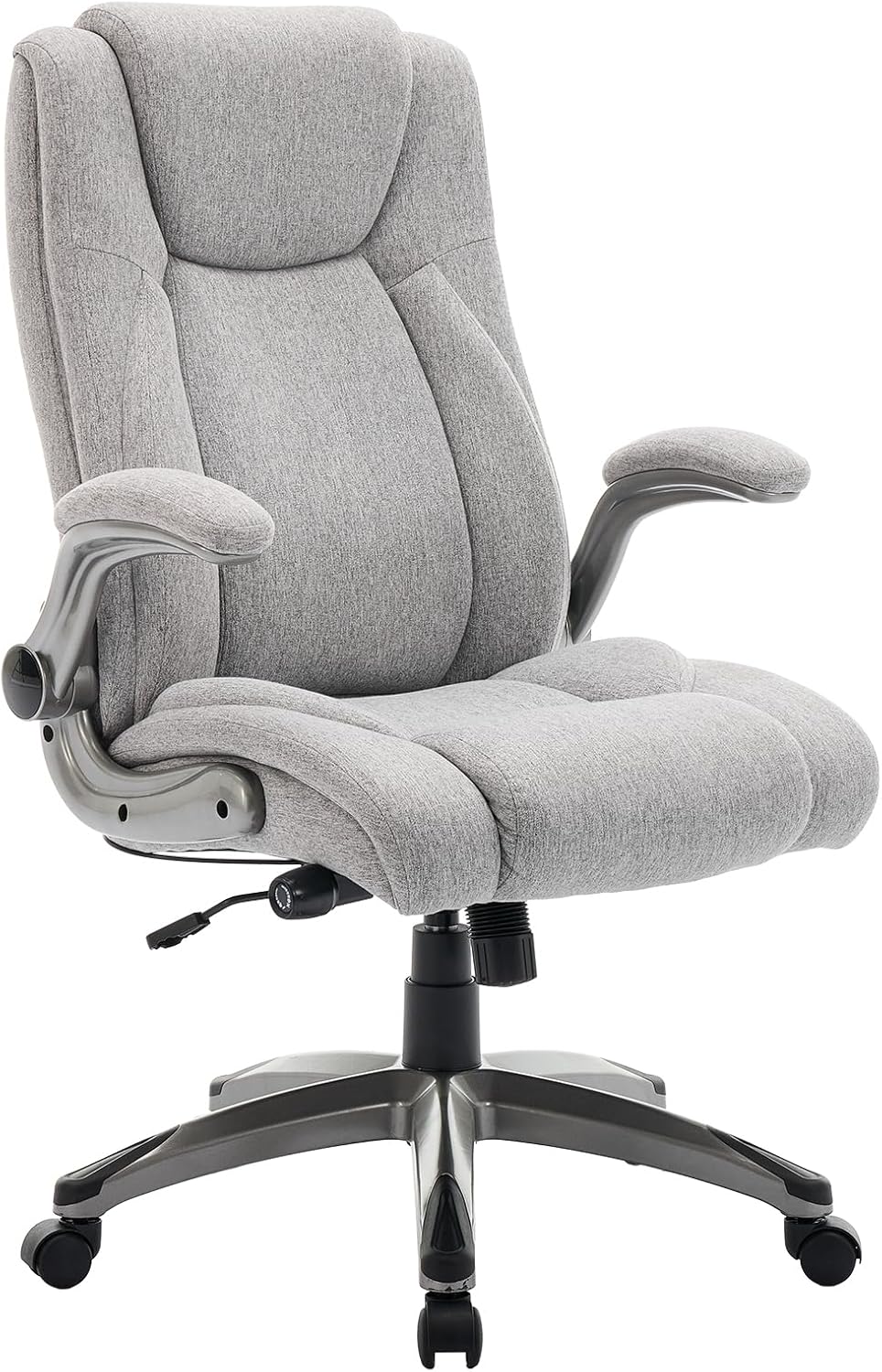COLAMY Ergonomischer Bürostuhl, Chefsessel mit hoher Rückenlehne, ergonomischer 360°-Drehstuhl für Büro, Schreibtischstuhl, Stoffstuhl mit verstellbarem Neigungsverschluss, Grau