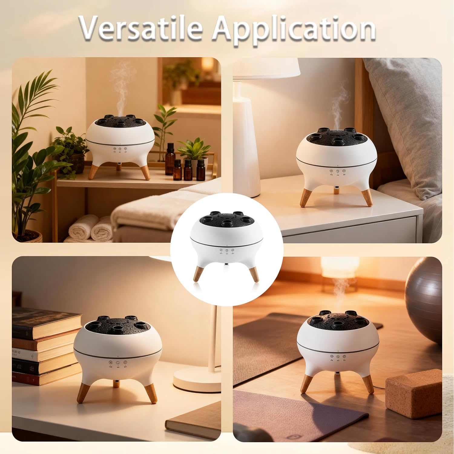 Flammen Aroma-Diffusor 250 ml, Ultraschall-Luftbefeuchter & Duftöl-Diffusor mit 2 Sprühmodi, 7 LED-Farben, Timer-Funktion & Flammeneffekt, leiser Luftverteiler mit Quallennebelring – Bild 7