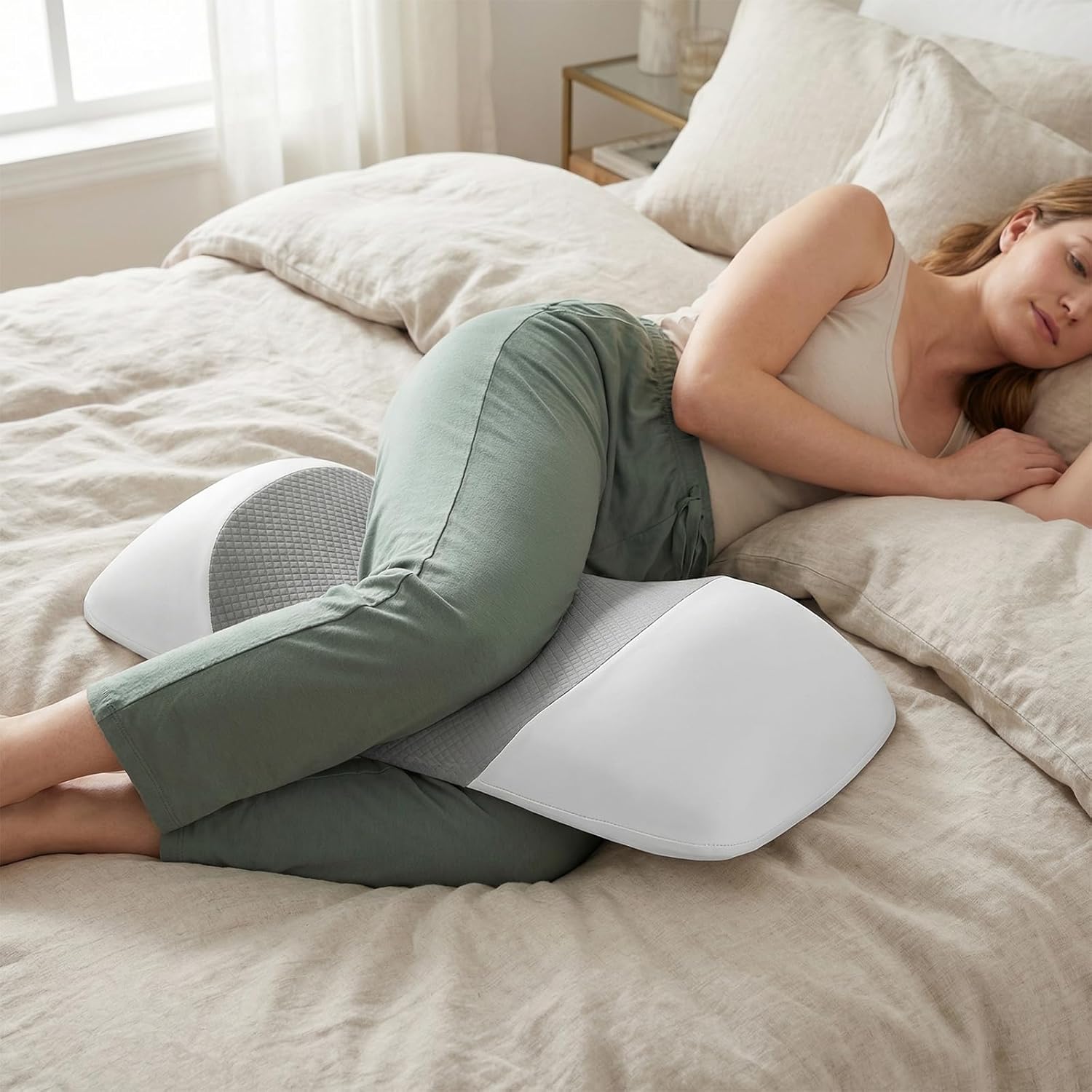 Ergonomisches Lendenkissen für Bett und Sofa – orthopädisches Lendenwirbel-Entlastungskissen, Memory-Schaum-Rückenkissen, Rückenstützkissen für Seitenschläfer und Rückenschläfer – Bild 6