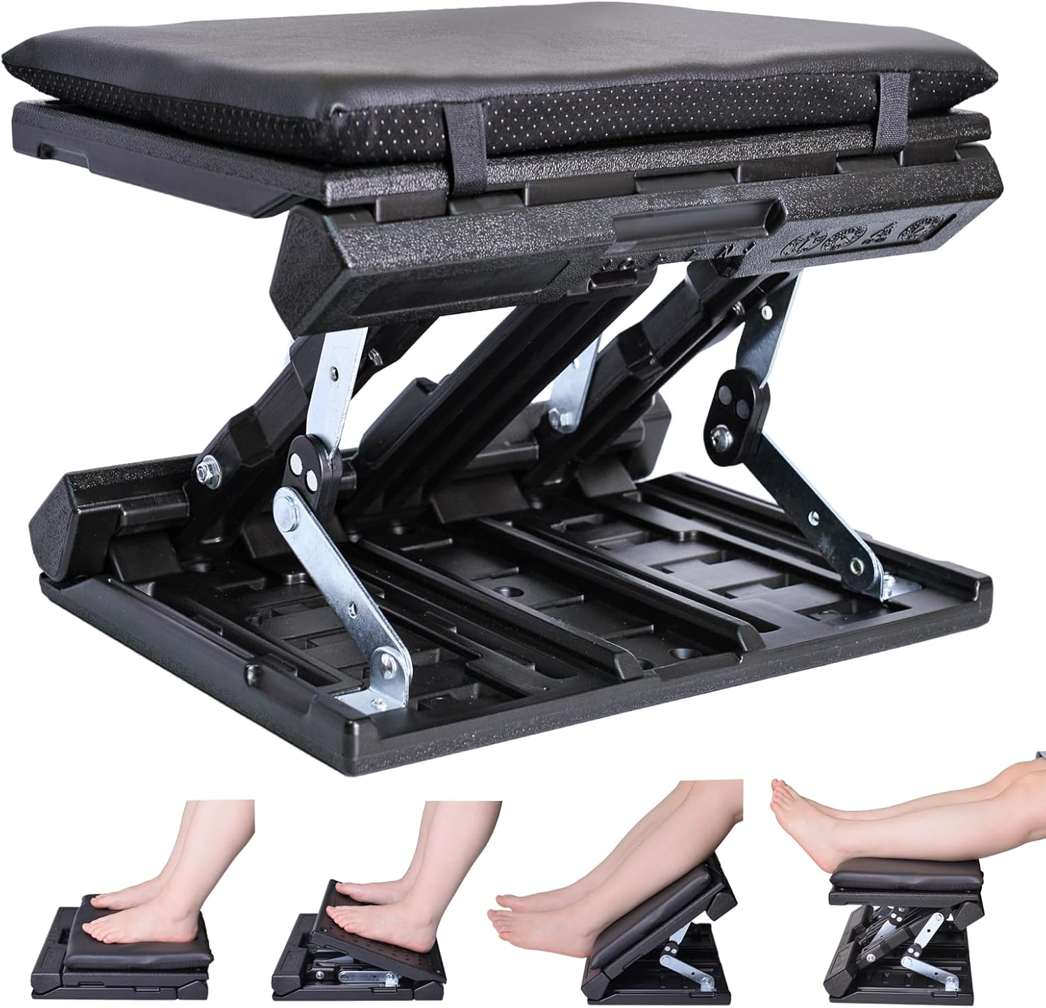 Extra großer Fußstützen-Schreibtisch, stufenlos verstellbare Fußstütze, Fußhocker, ergonomisch mit Massage für Büro und Zuhause
