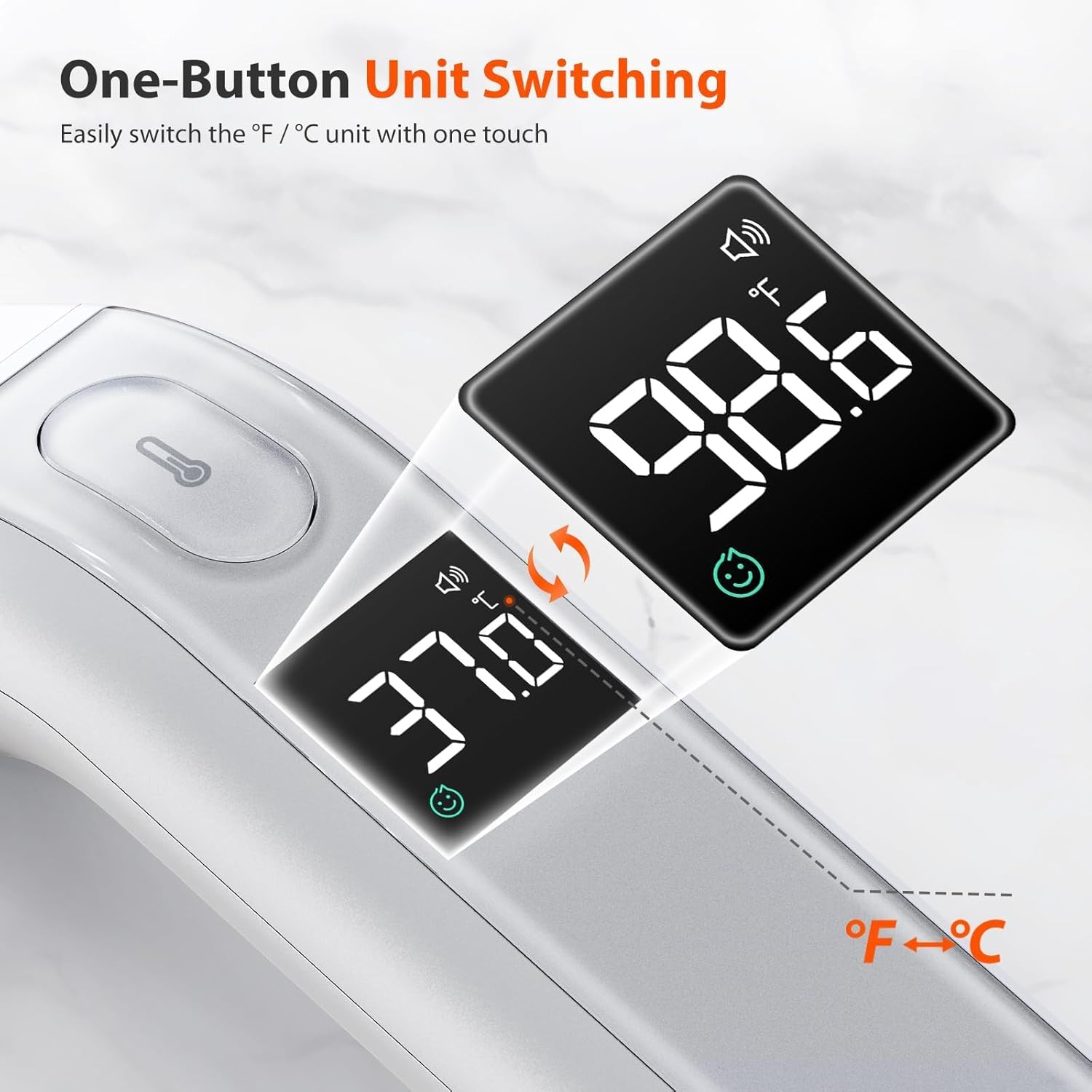 iHealth Thermometer für Erwachsene, iHealth Infrarot-Stirnthermometer für Erwachsene und Kinder, berührungsloses digitales Babythermometer mit Fieberindikatoren, berührungsloses Thermometer (PT2L) – Bild 6