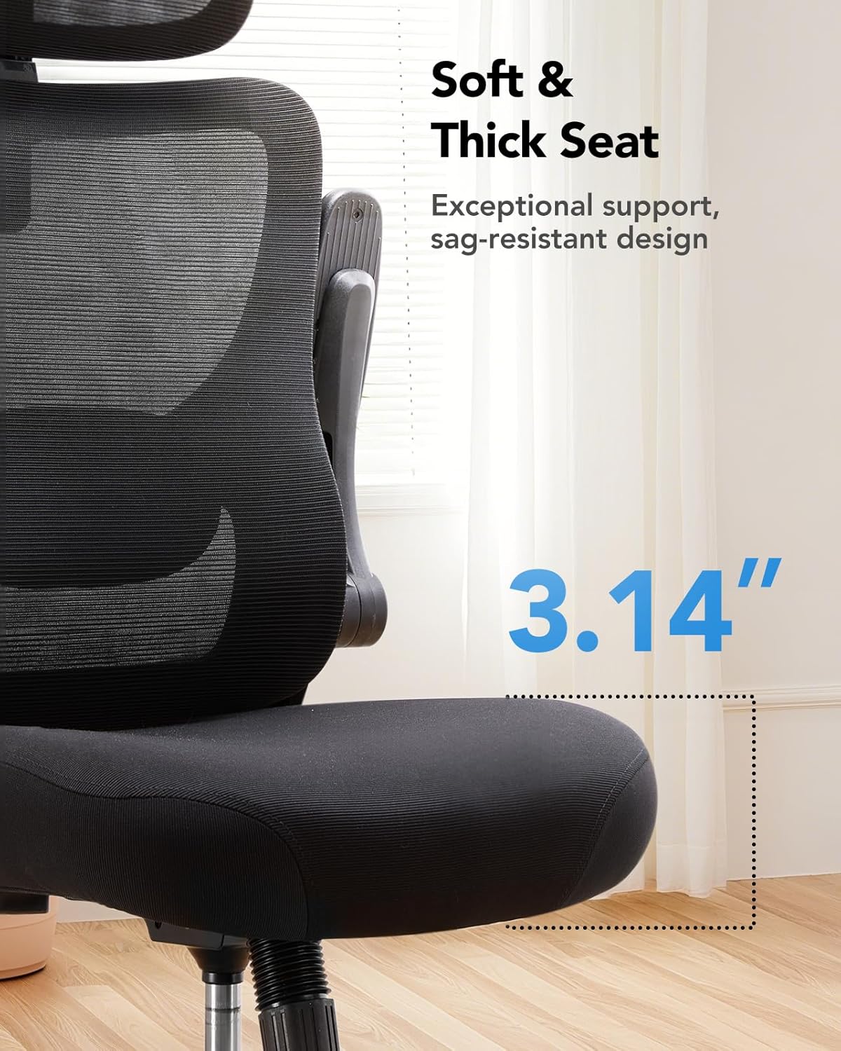 HUANUO Ergonomischer Bürostuhl, Ergonomischer Schreibtischstuhl mit verstellbarem Lendenwirbel- und Kopfstütze, komfortabler Gaming Stuhl mit 3D-Armlehnen, Homeoffice-Bürostuhl, maximale Last 136 kg – Bild 6